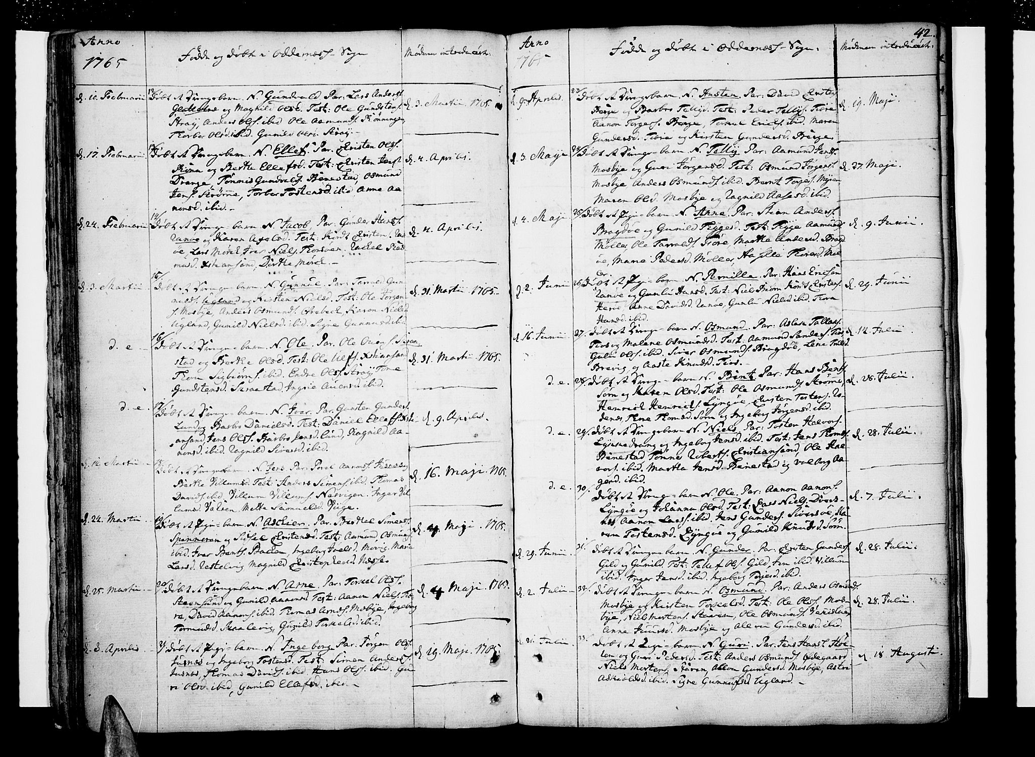 Oddernes sokneprestkontor, AV/SAK-1111-0033/F/Fa/Faa/L0004: Parish register (official) no. A 4, 1764-1820, p. 42