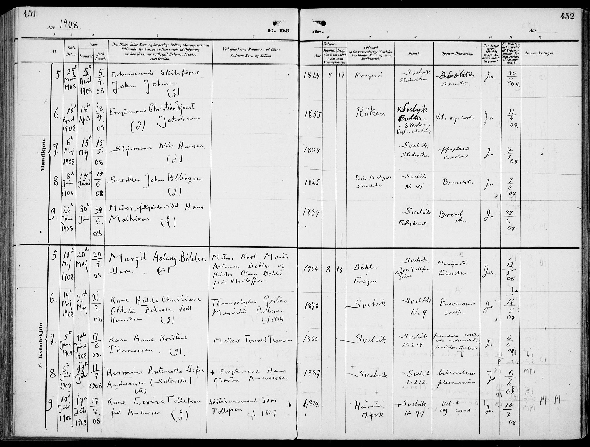 Strømm kirkebøker, AV/SAKO-A-322/F/Fb/L0002: Parish register (official) no. II 2, 1900-1919, p. 451-452