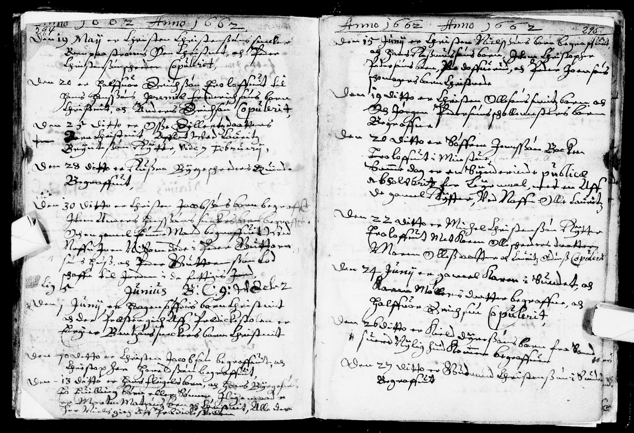 Bragernes kirkebøker, AV/SAKO-A-6/F/Fa/L0001: Parish register (official) no. I 1, 1634-1662, p. 294-295