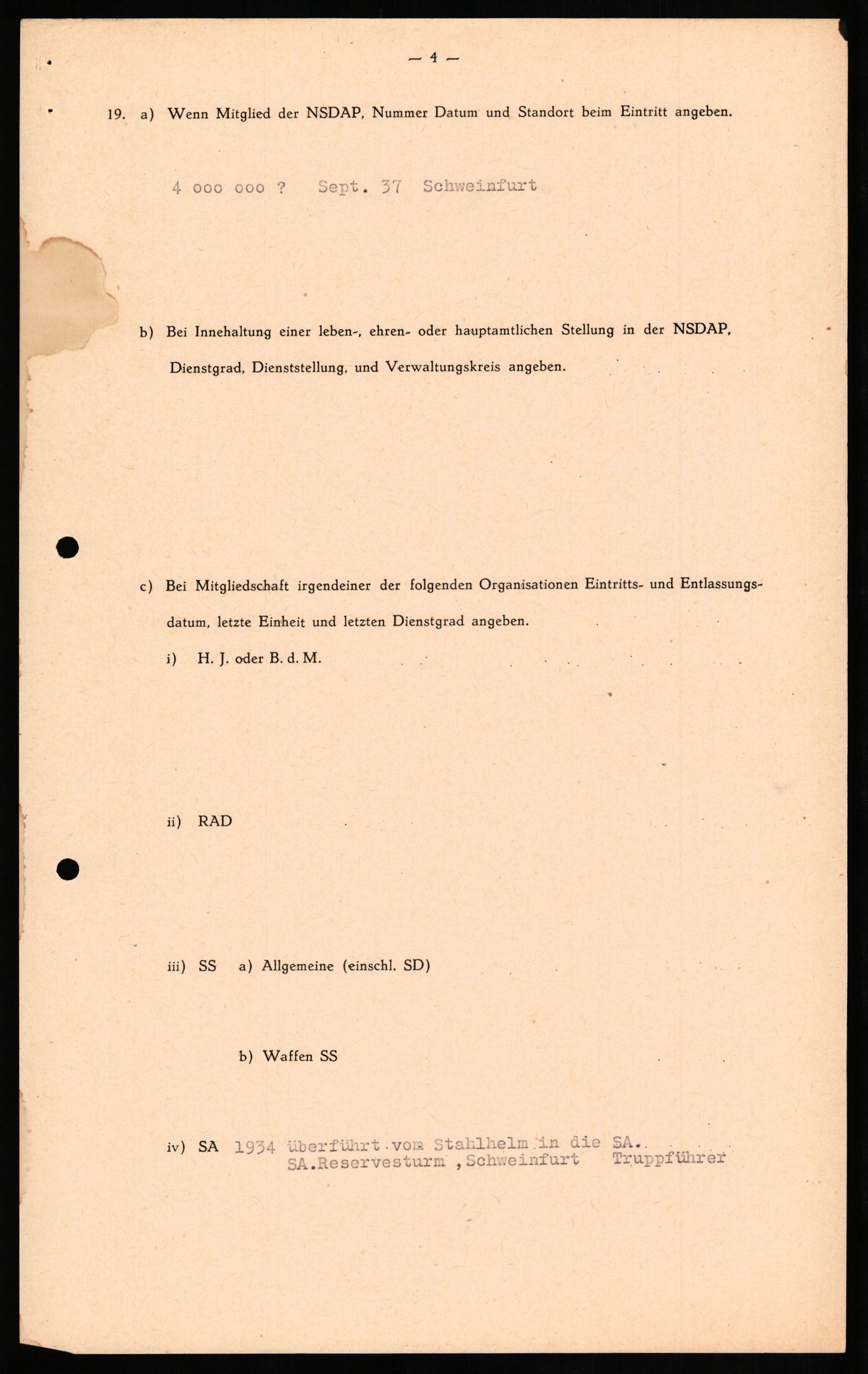 Forsvaret, Forsvarets overkommando II, RA/RAFA-3915/D/Db/L0021: CI Questionaires. Tyske okkupasjonsstyrker i Norge. Tyskere., 1945-1946, p. 236