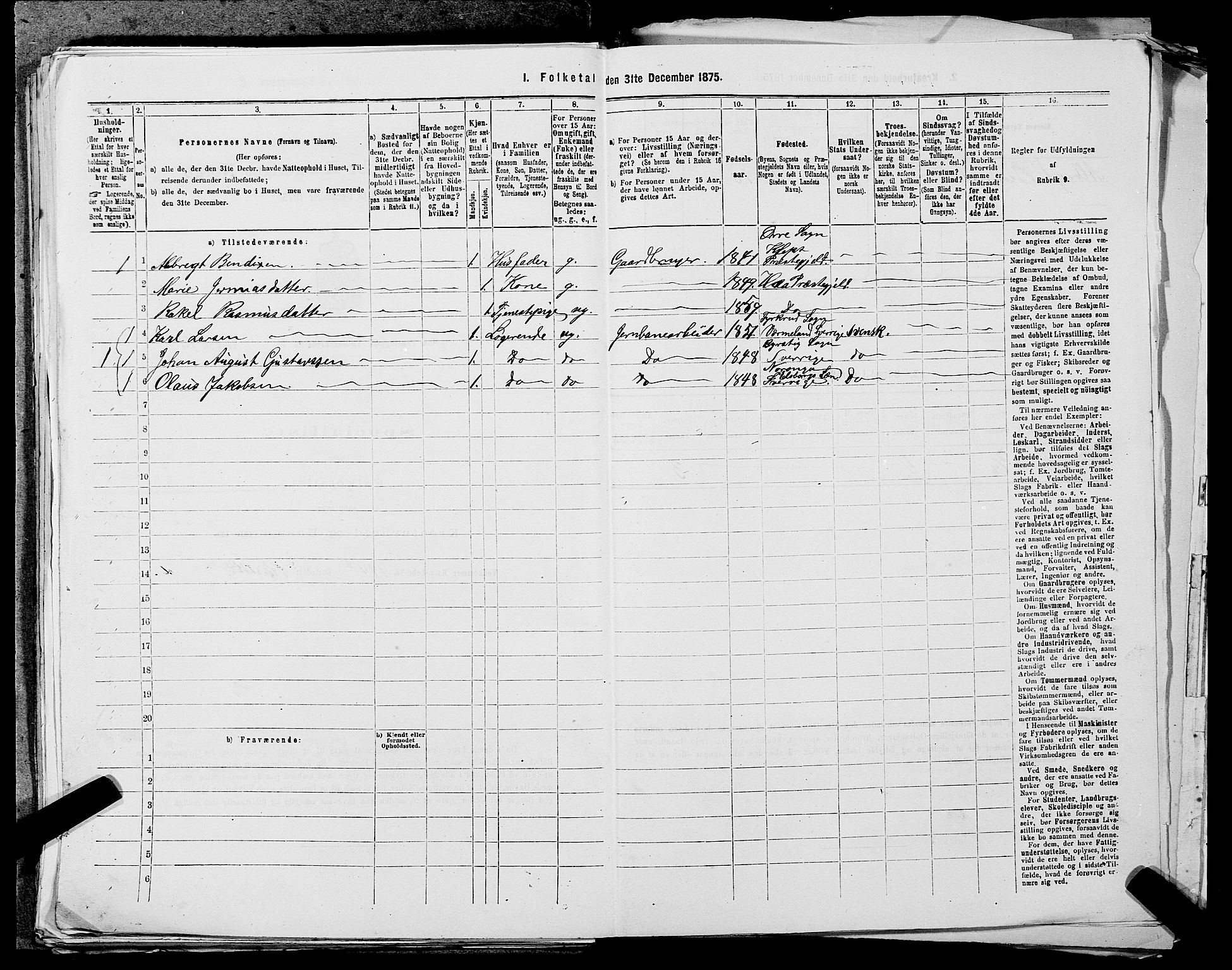 SAST, 1875 census for 1119P Hå, 1875, p. 718