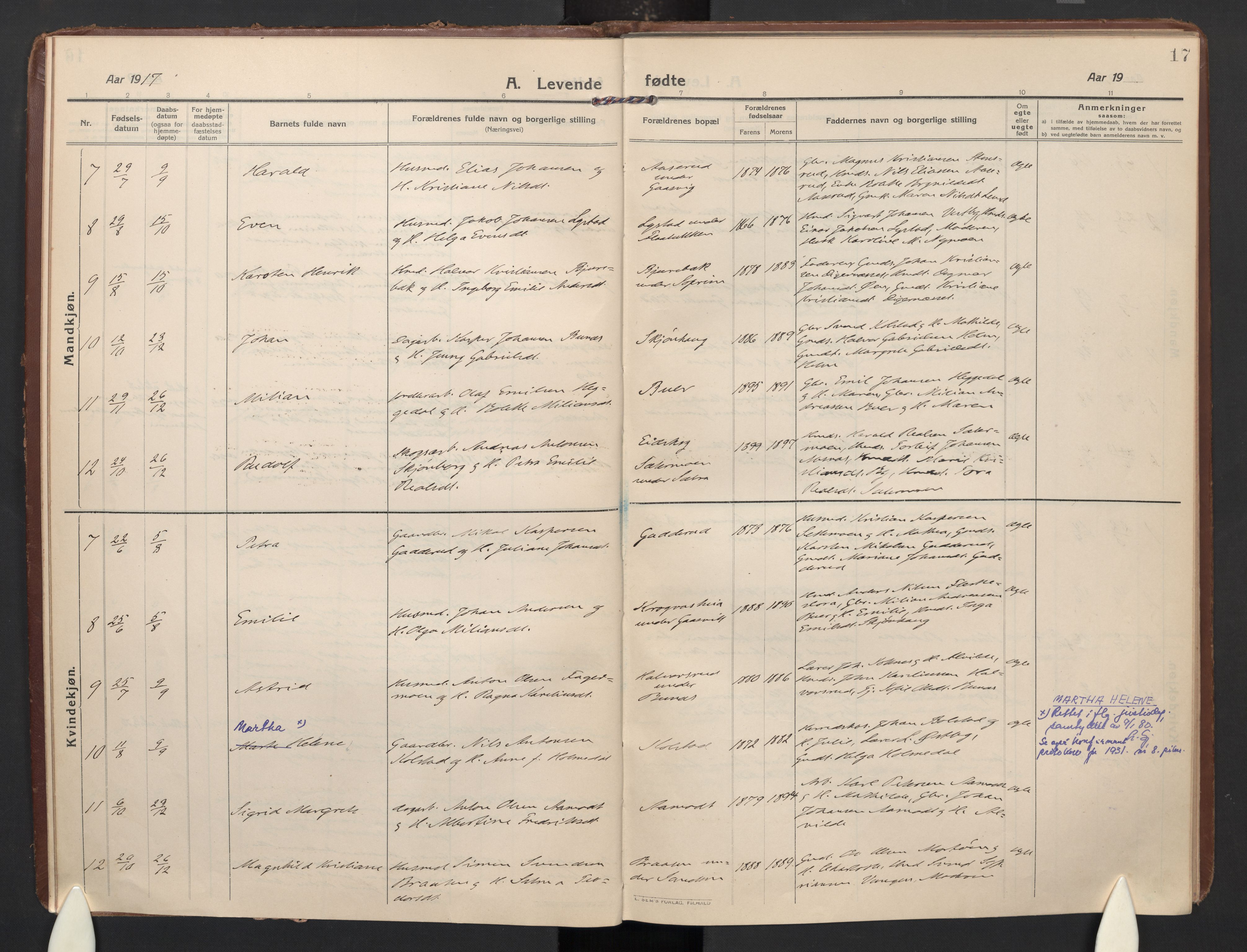 Høland prestekontor Kirkebøker, SAO/A-10346a/F/Fc: Parish register (official) no. III 4, 1912-1924, p. 17