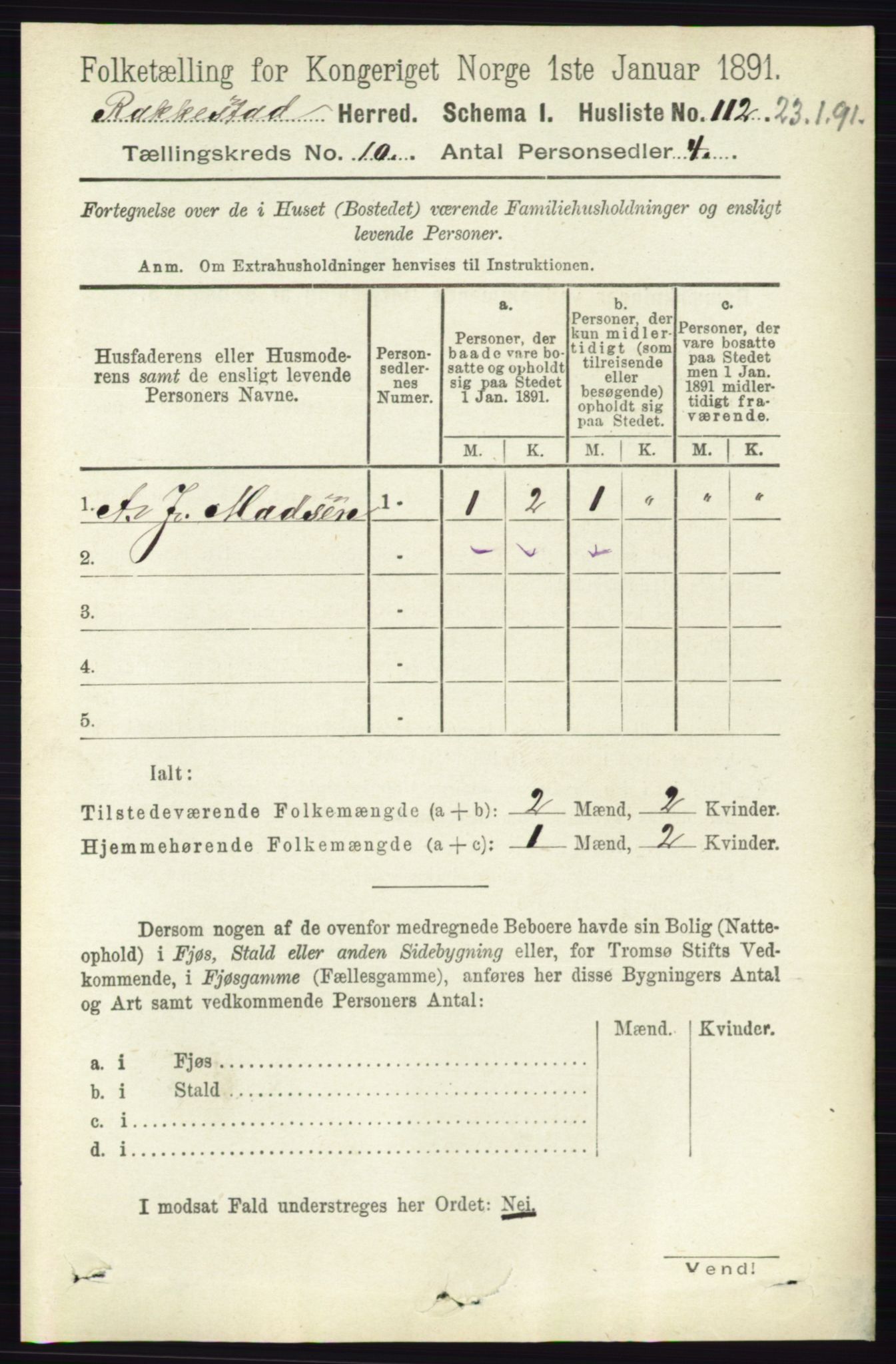 RA, 1891 census for 0128 Rakkestad, 1891, p. 4438