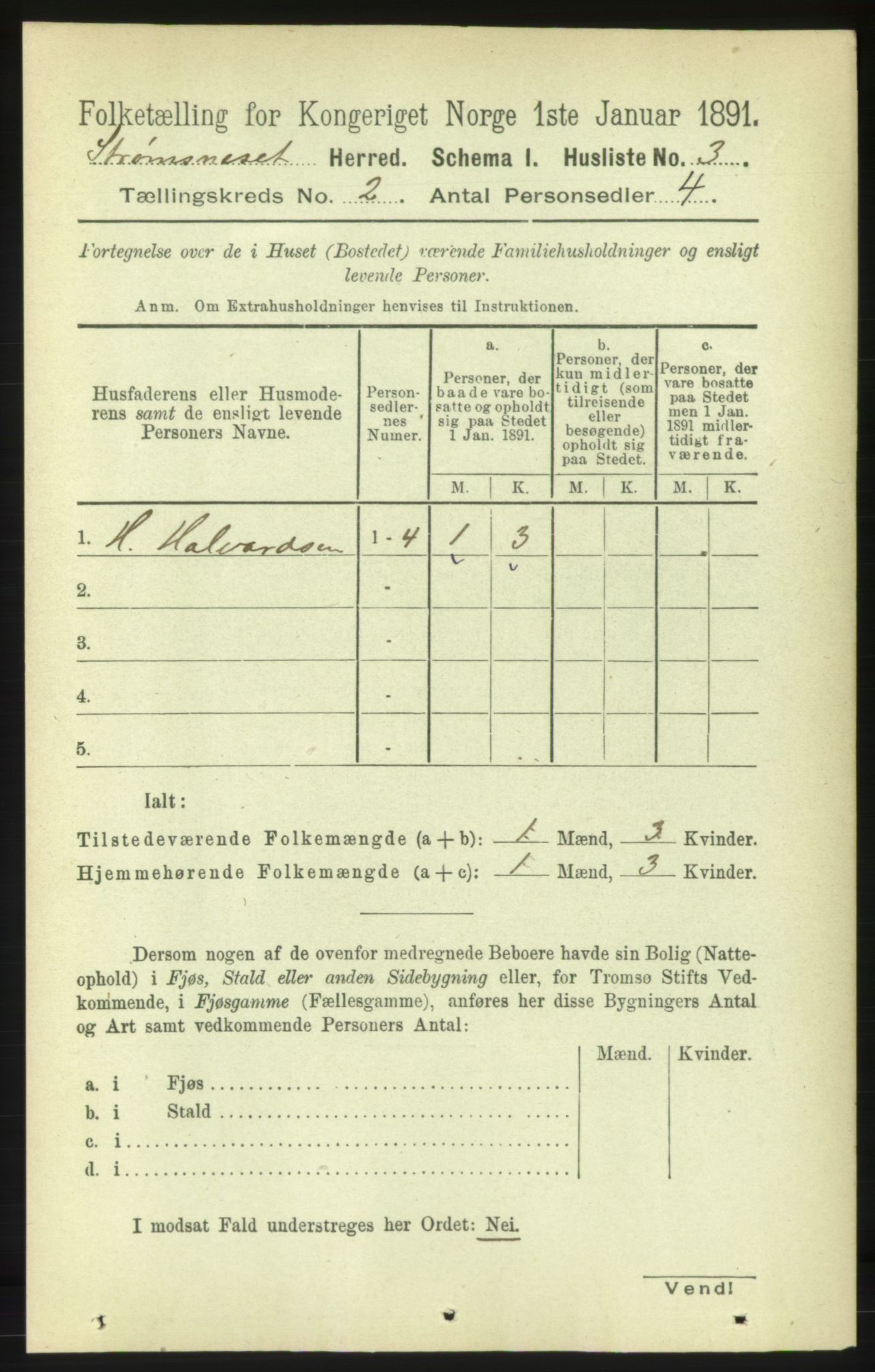 RA, 1891 census for 1559 Straumsnes, 1891, p. 185