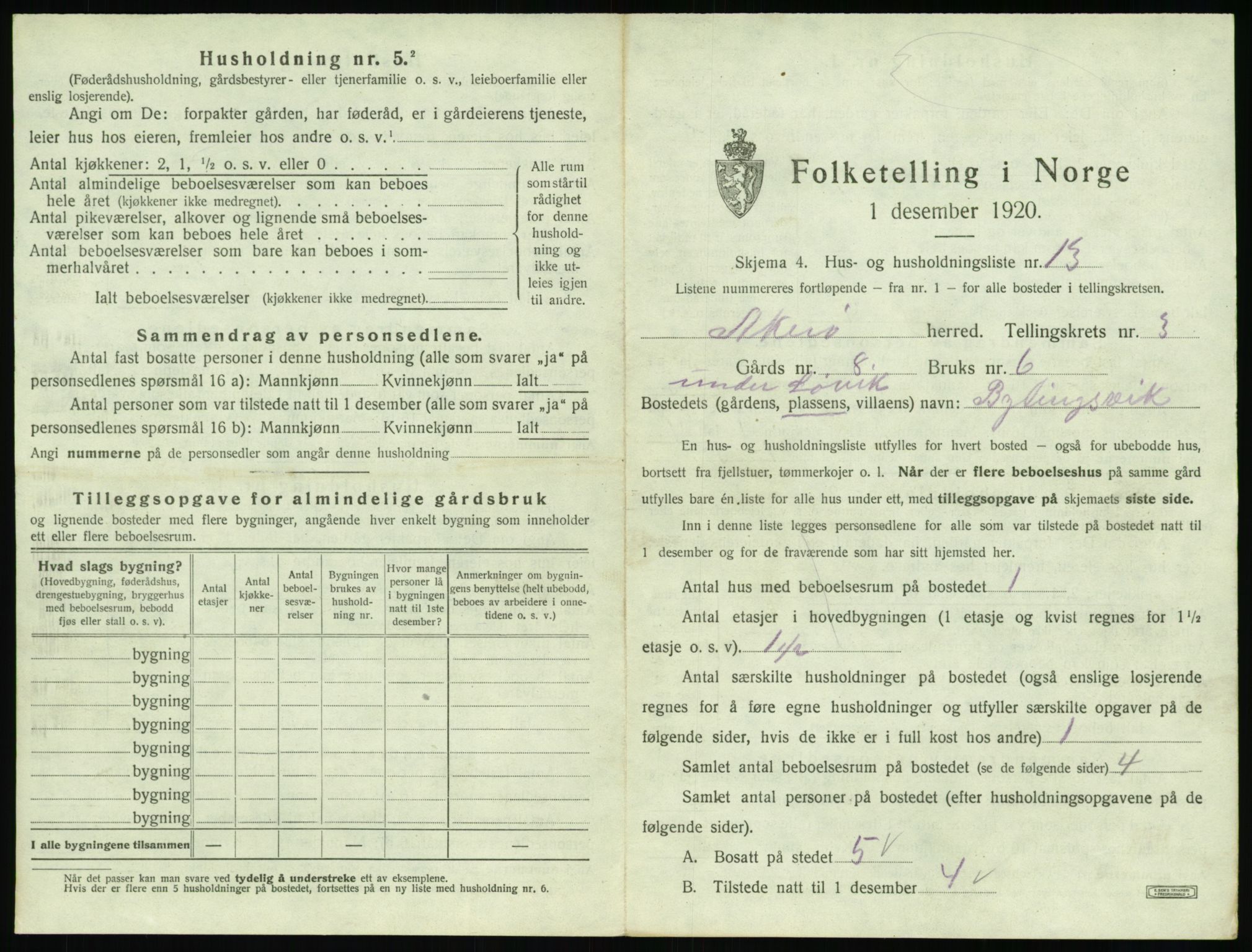 SAT, 1920 census for Aukra, 1920, p. 331