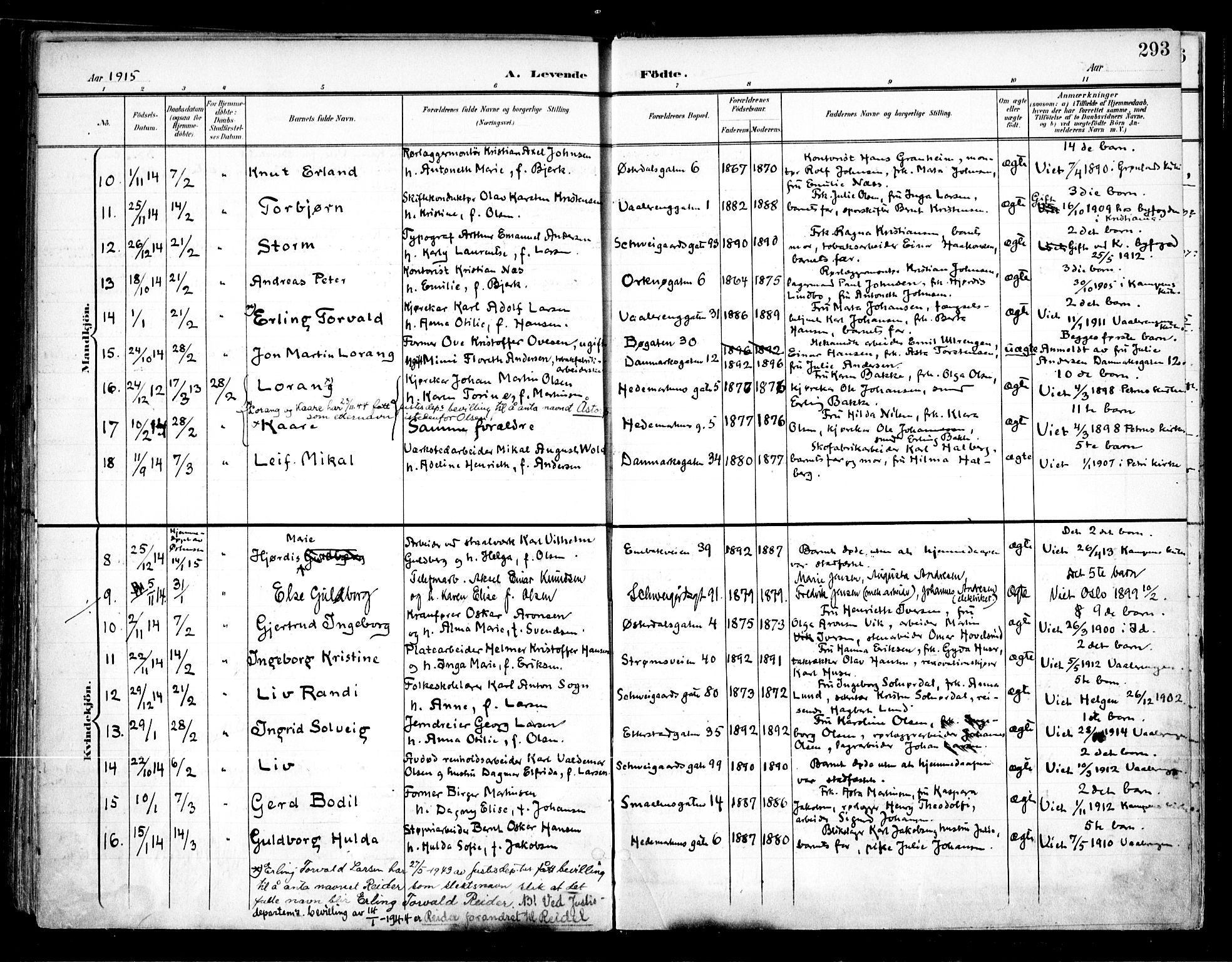 Vålerengen prestekontor Kirkebøker, SAO/A-10878/F/Fa/L0001: Parish register (official) no. 1, 1899-1915, p. 293