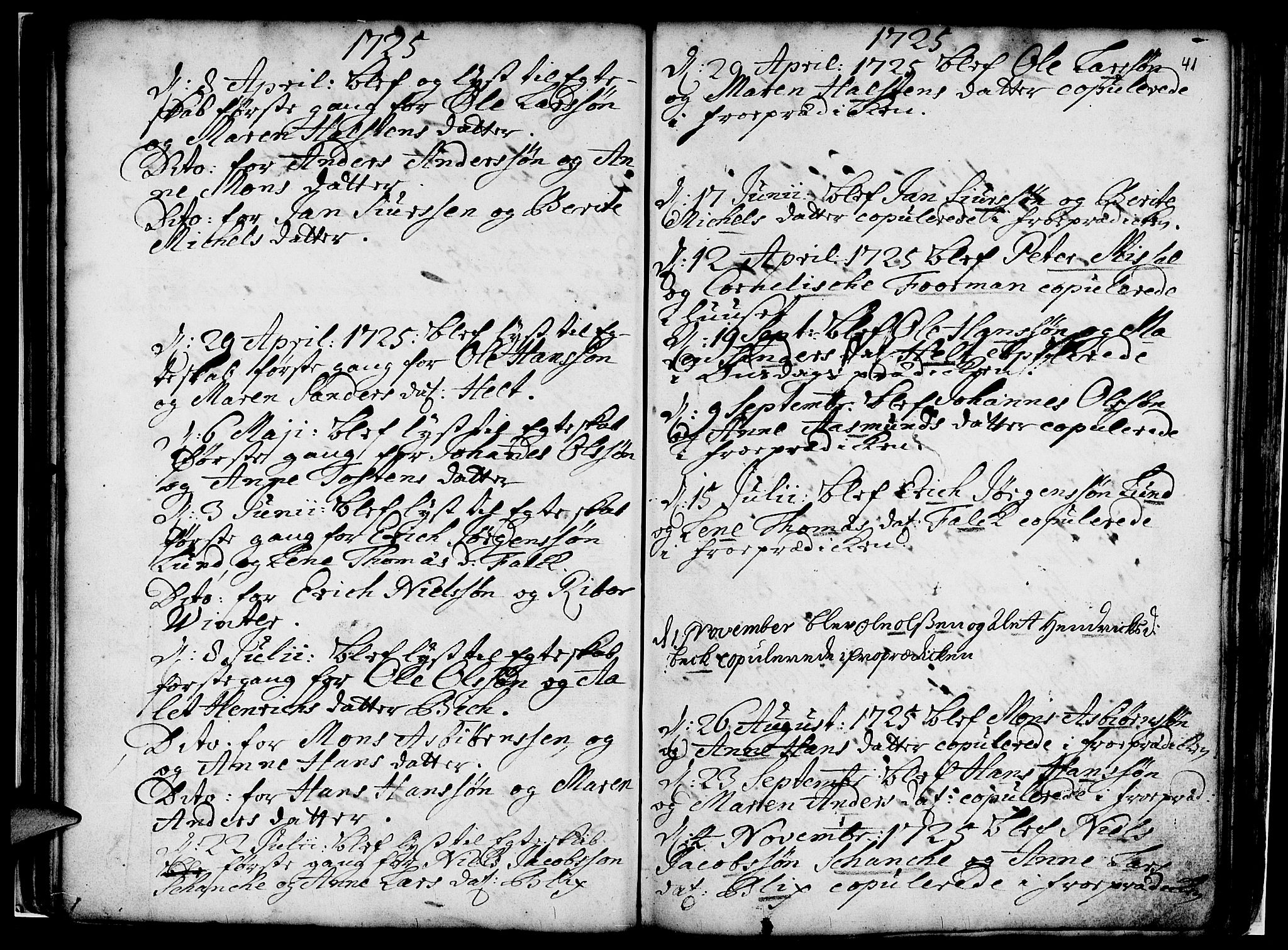 Nykirken Sokneprestembete, AV/SAB-A-77101/H/Haa/L0007: Parish register (official) no. A 7, 1719-1781, p. 41