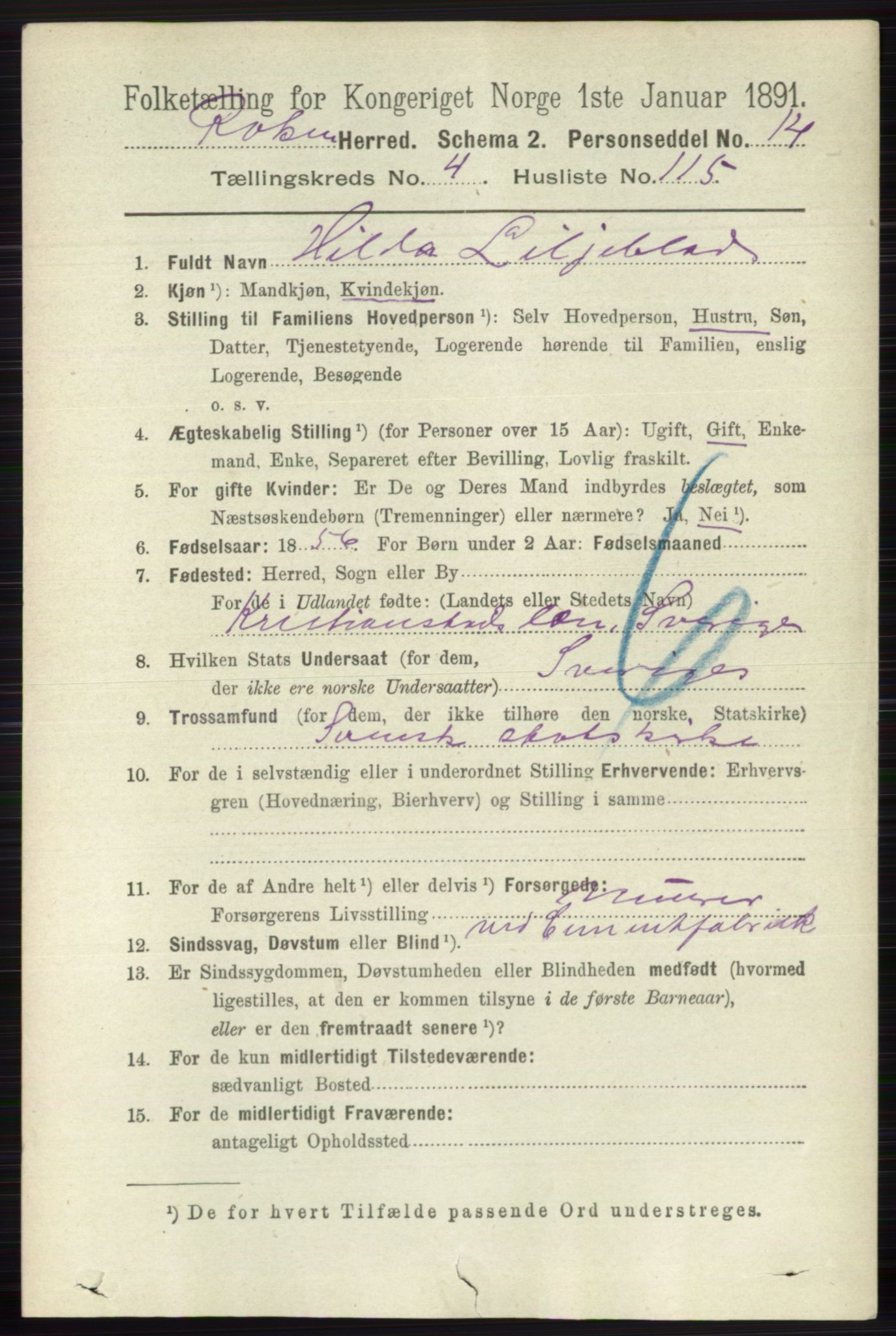 RA, 1891 census for 0627 Røyken, 1891, p. 2758