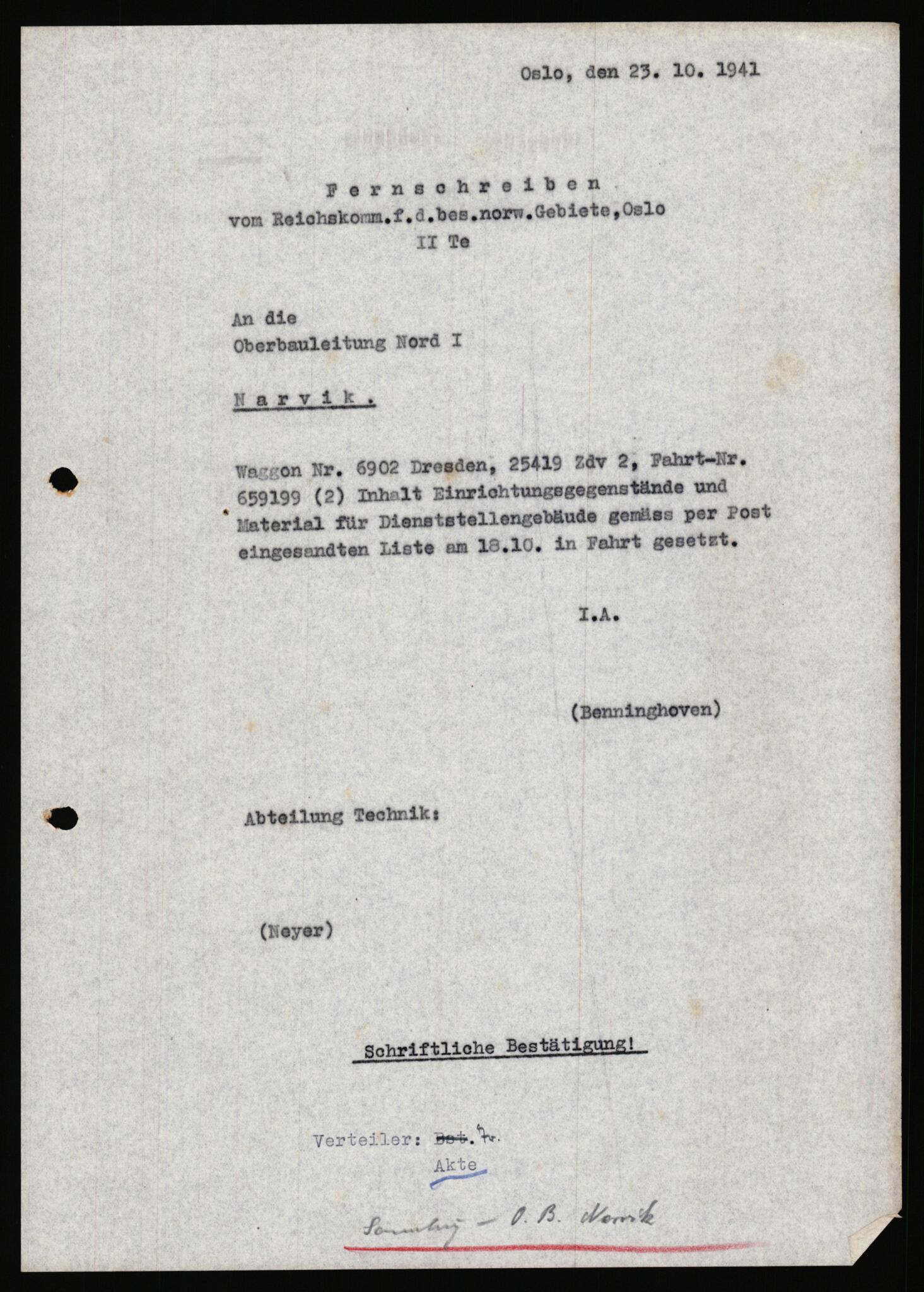 Tyske arkiver, Organisation Todt (OT), Einsatzgruppe Wiking, AV/RA-RAFA-2188/2/B/Bb/L0006: Korrespondanse med Kriegsmarine, 1940-1941, p. 10