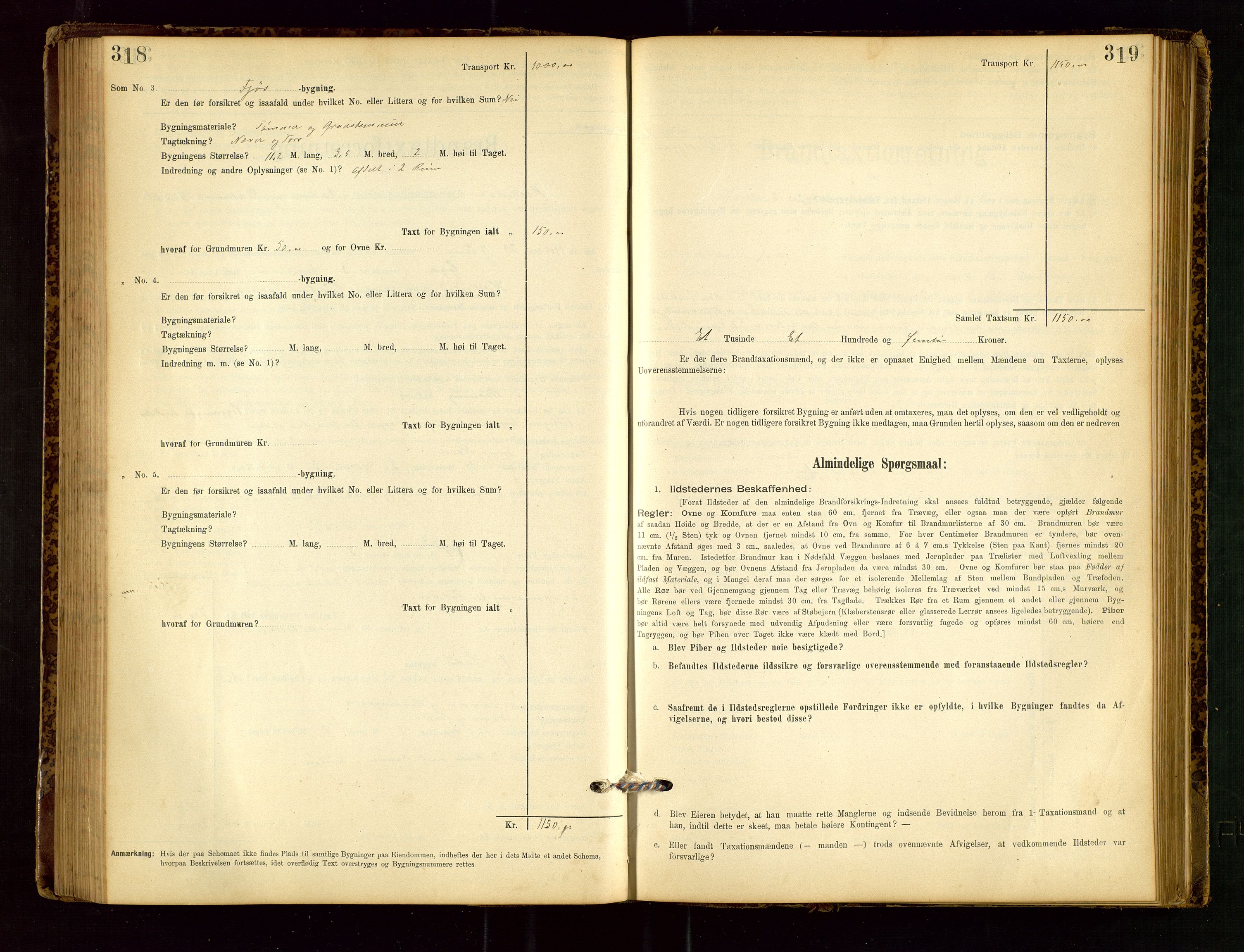 Heskestad lensmannskontor, SAST/A-100304/Gob/L0001: "Brandtaxationsprotokol", 1894-1915, p. 318-319