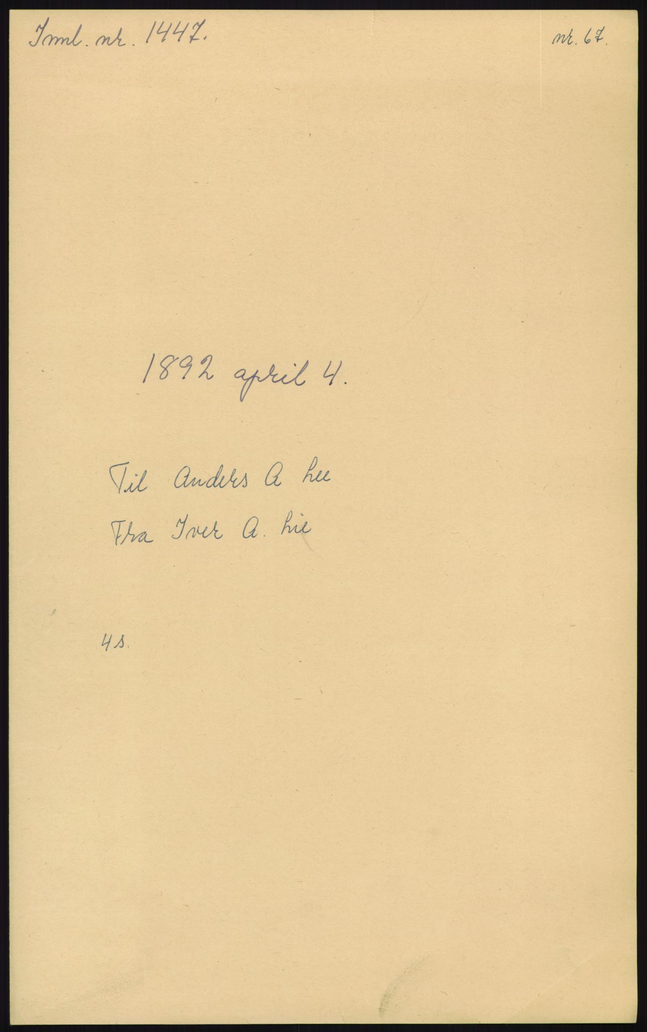 Samlinger til kildeutgivelse, Amerikabrevene, AV/RA-EA-4057/F/L0012: Innlån fra Oppland: Lie (brevnr 1-78), 1838-1914, p. 939