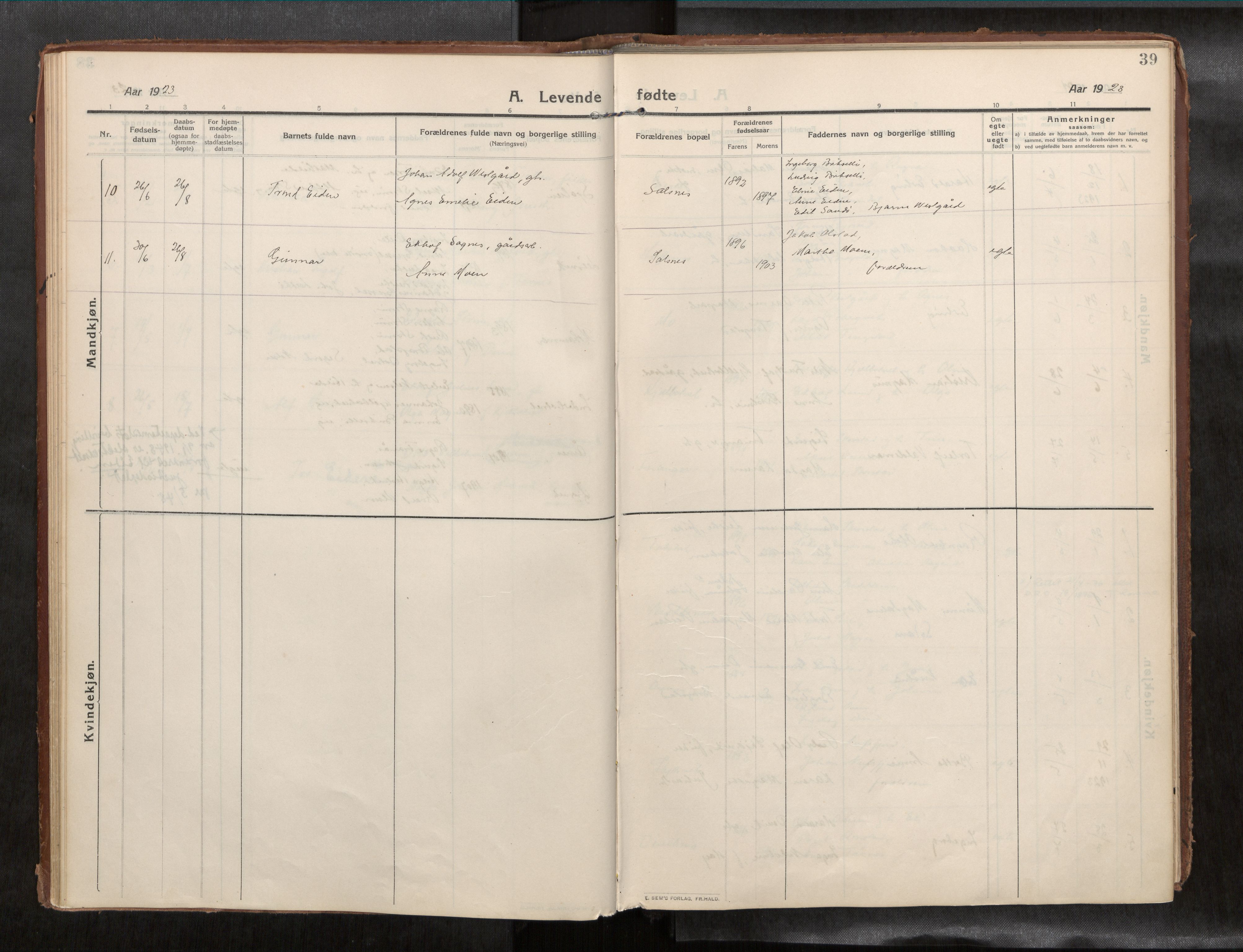 Ministerialprotokoller, klokkerbøker og fødselsregistre - Nord-Trøndelag, SAT/A-1458/773/L0624a: Parish register (official) no. 773A16, 1910-1936, p. 39