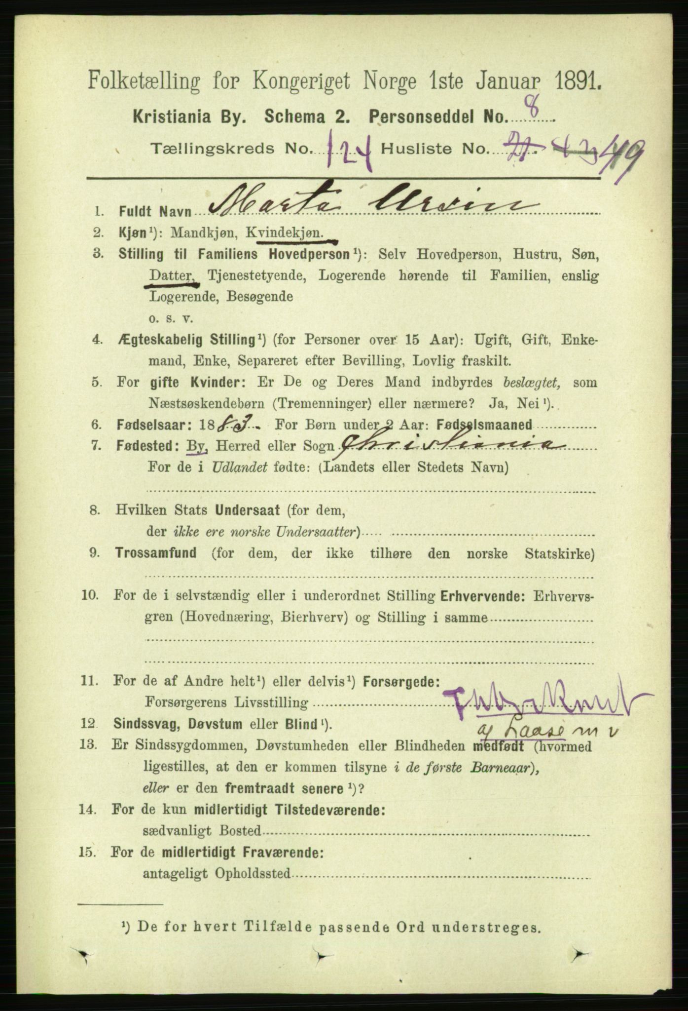 RA, 1891 census for 0301 Kristiania, 1891, p. 66202