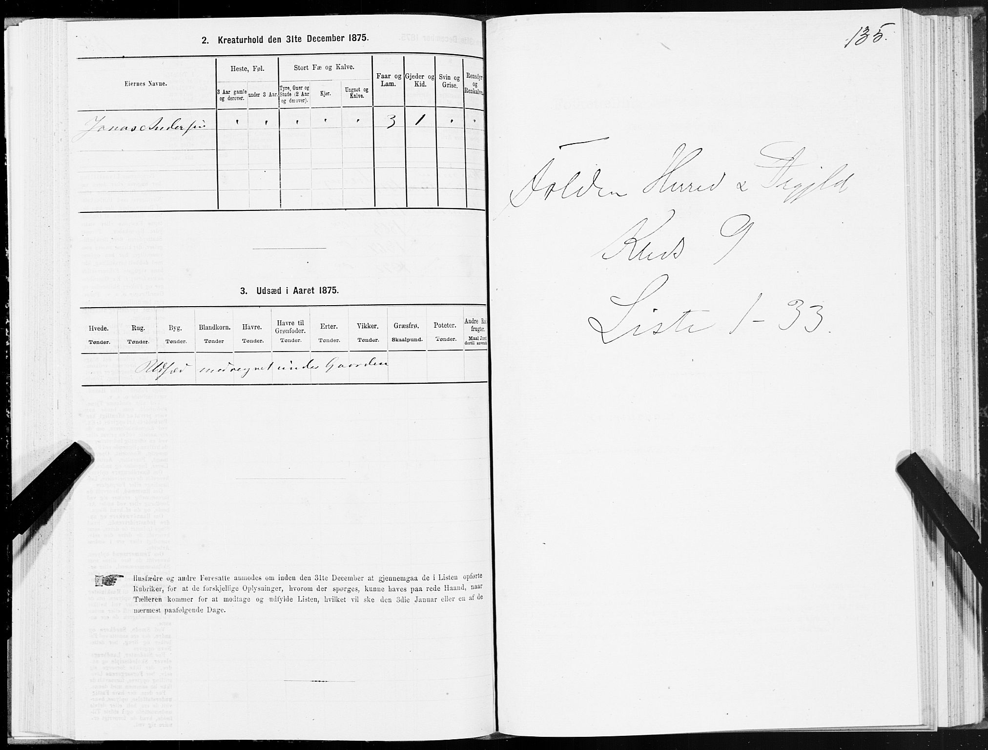 SAT, 1875 census for 1845P Folda, 1875, p. 3135