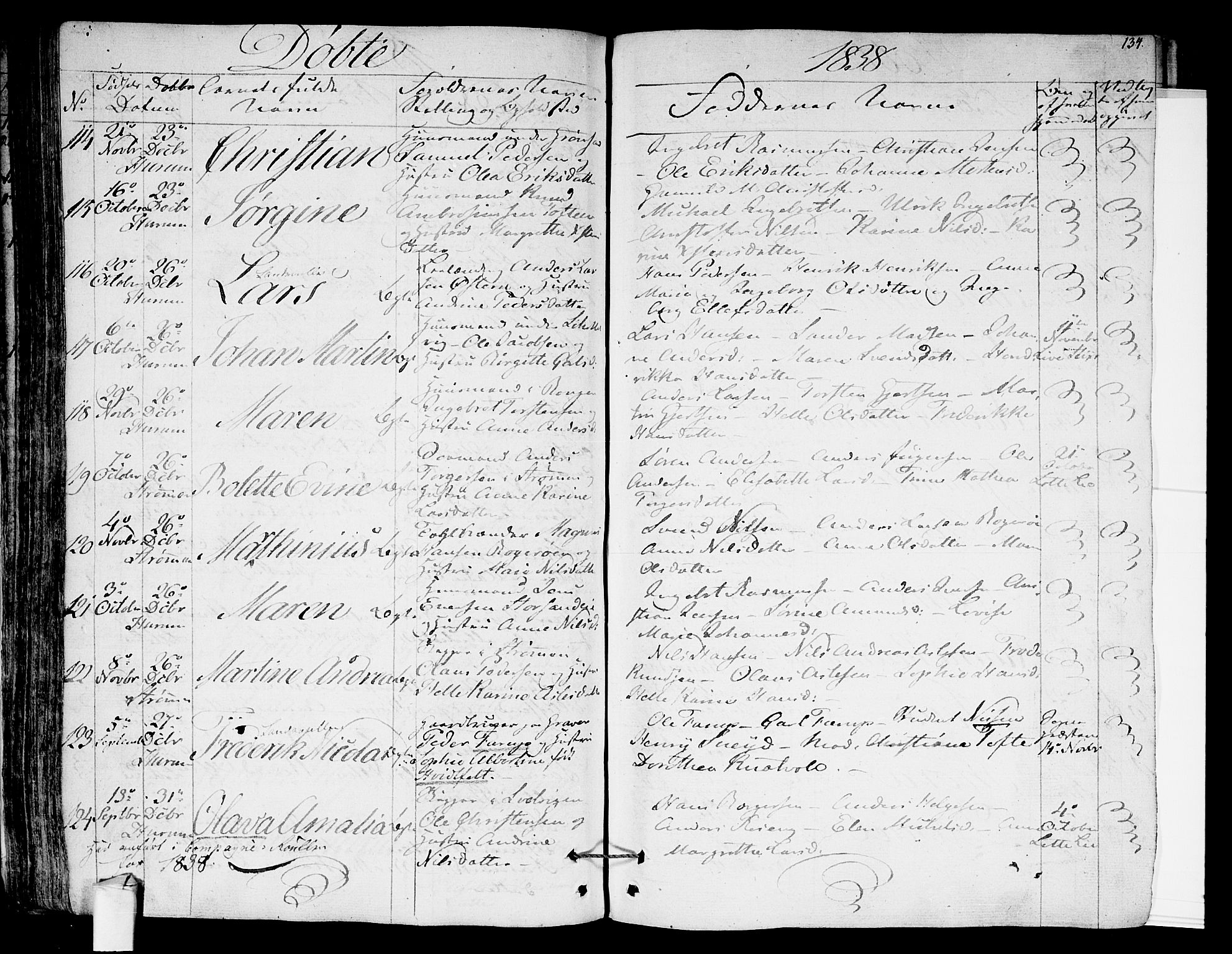 Hurum kirkebøker, SAKO/A-229/F/Fa/L0010: Parish register (official) no. 10, 1827-1846, p. 134