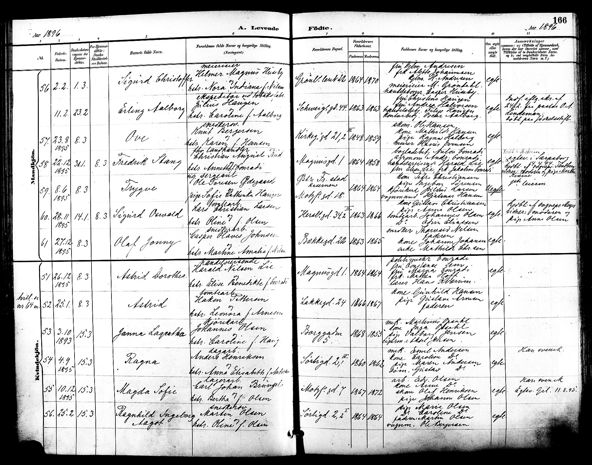 Grønland prestekontor Kirkebøker, SAO/A-10848/F/Fa/L0012: Parish register (official) no. 12, 1893-1900, p. 166