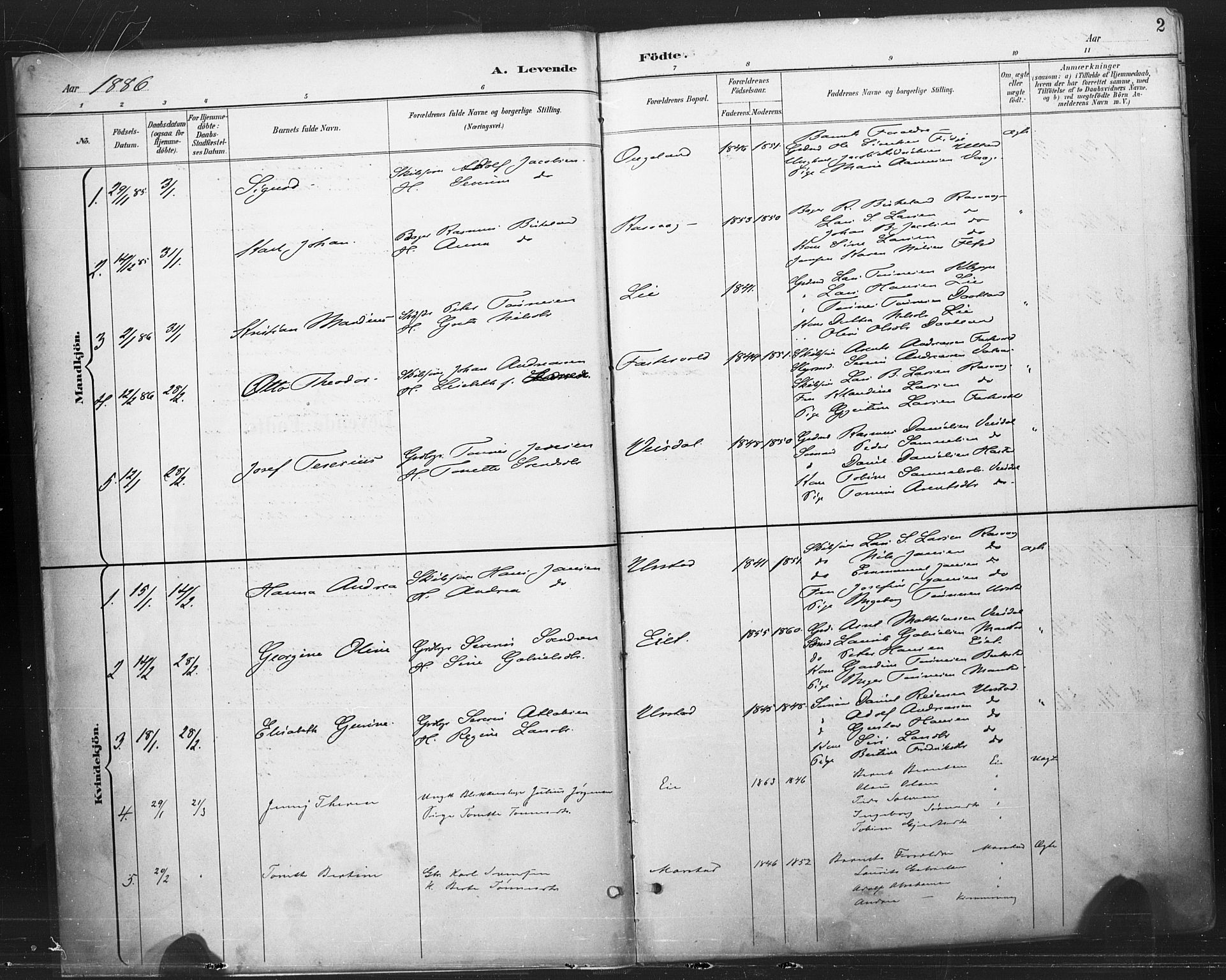 Flekkefjord sokneprestkontor, AV/SAK-1111-0012/F/Fa/Fab/L0006: Parish register (official) no. A 6, 1886-1901, p. 2