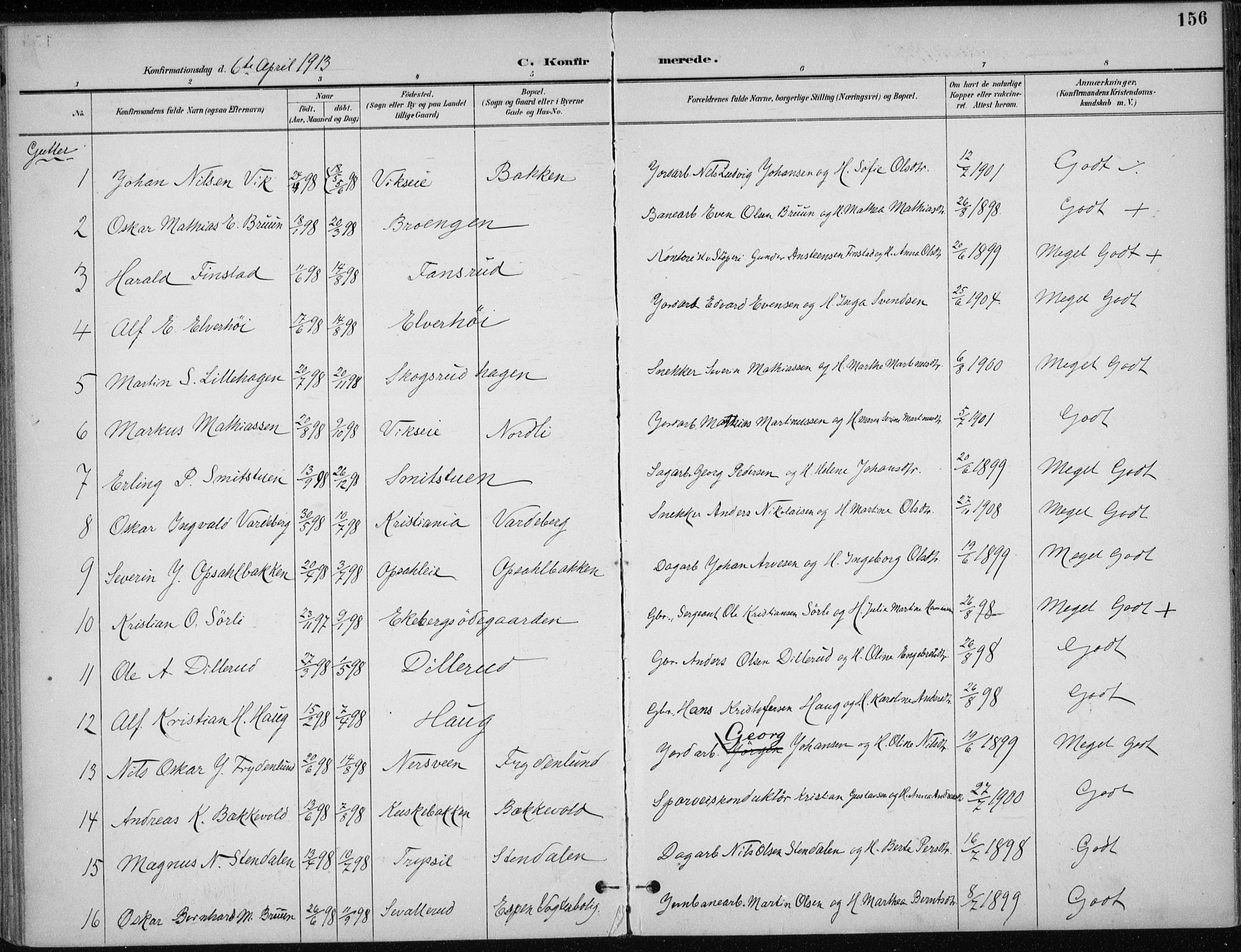 Stange prestekontor, SAH/PREST-002/K/L0023: Parish register (official) no. 23, 1897-1920, p. 156