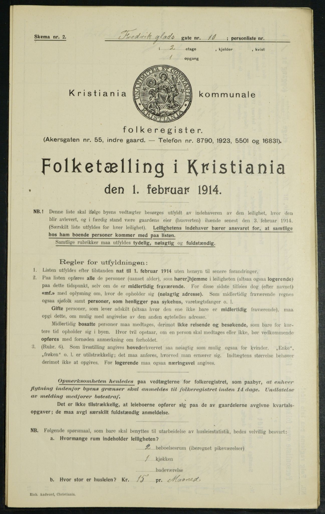 OBA, Municipal Census 1914 for Kristiania, 1914, p. 26686