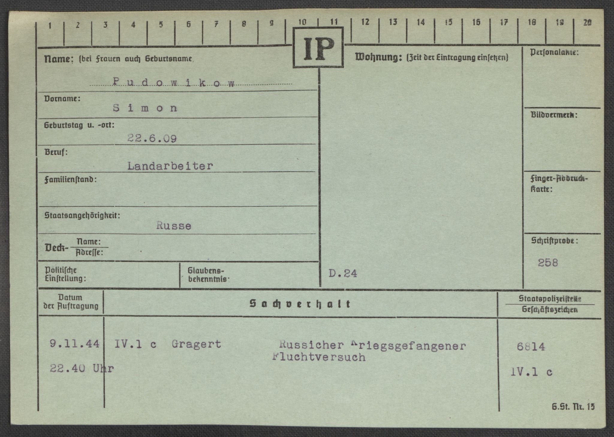 Befehlshaber der Sicherheitspolizei und des SD, AV/RA-RAFA-5969/E/Ea/Eaa/L0008: Register over norske fanger i Møllergata 19: Oelze-Ru, 1940-1945, p. 972