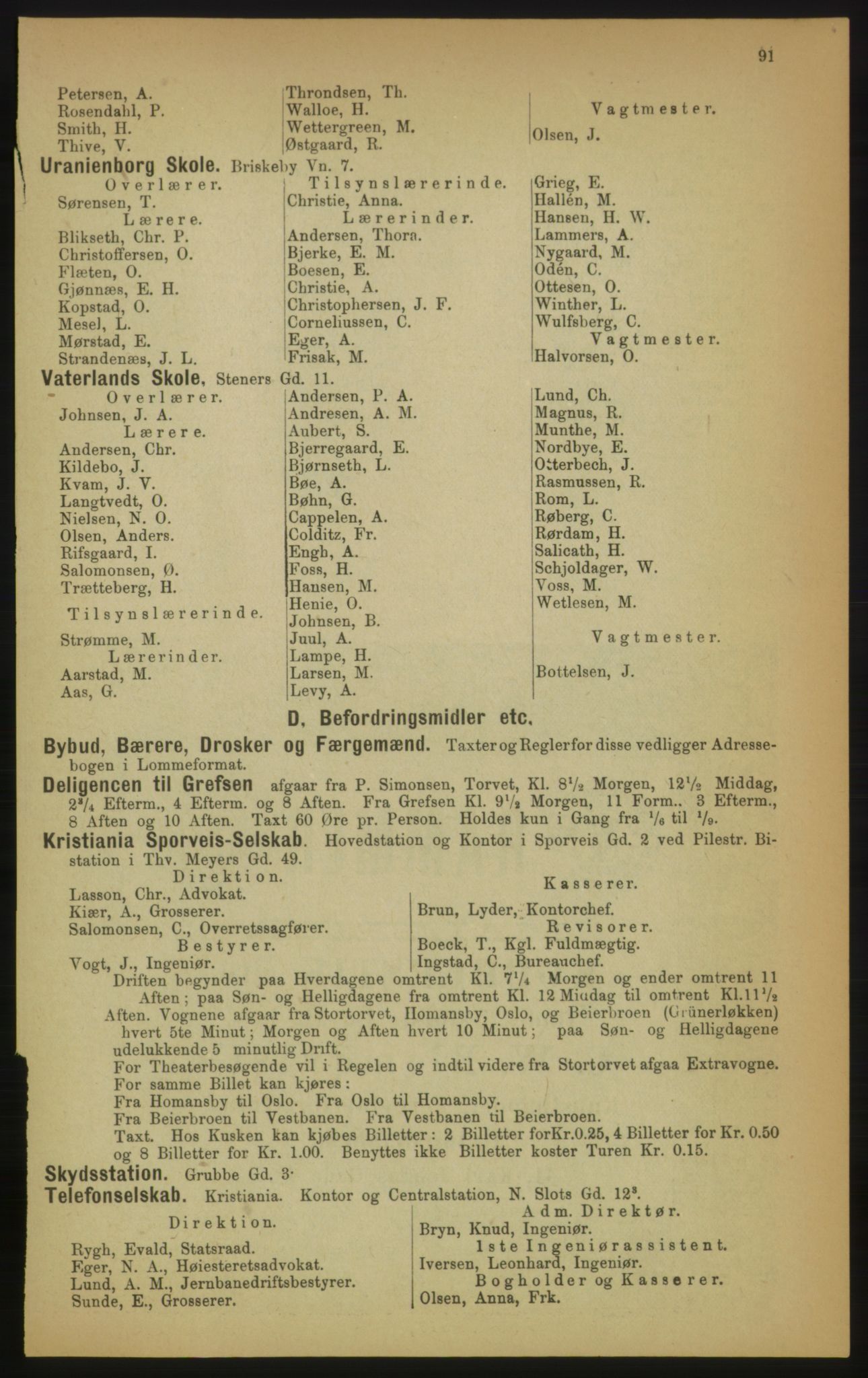 Kristiania/Oslo adressebok, PUBL/-, 1891, p. 91