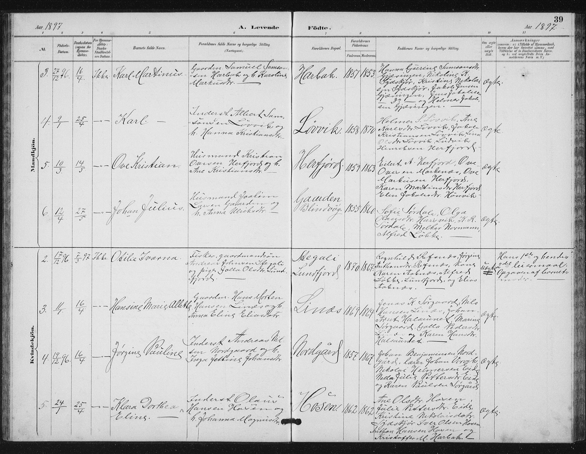 Ministerialprotokoller, klokkerbøker og fødselsregistre - Sør-Trøndelag, SAT/A-1456/656/L0698: Parish register (copy) no. 656C04, 1890-1904, p. 39