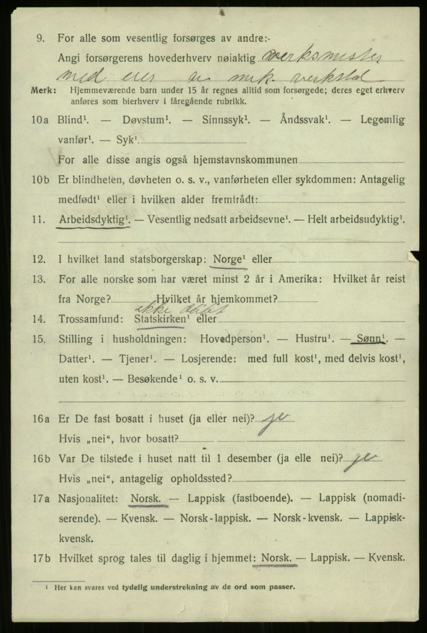 SATØ, 1920 census for Harstad, 1920, p. 7425