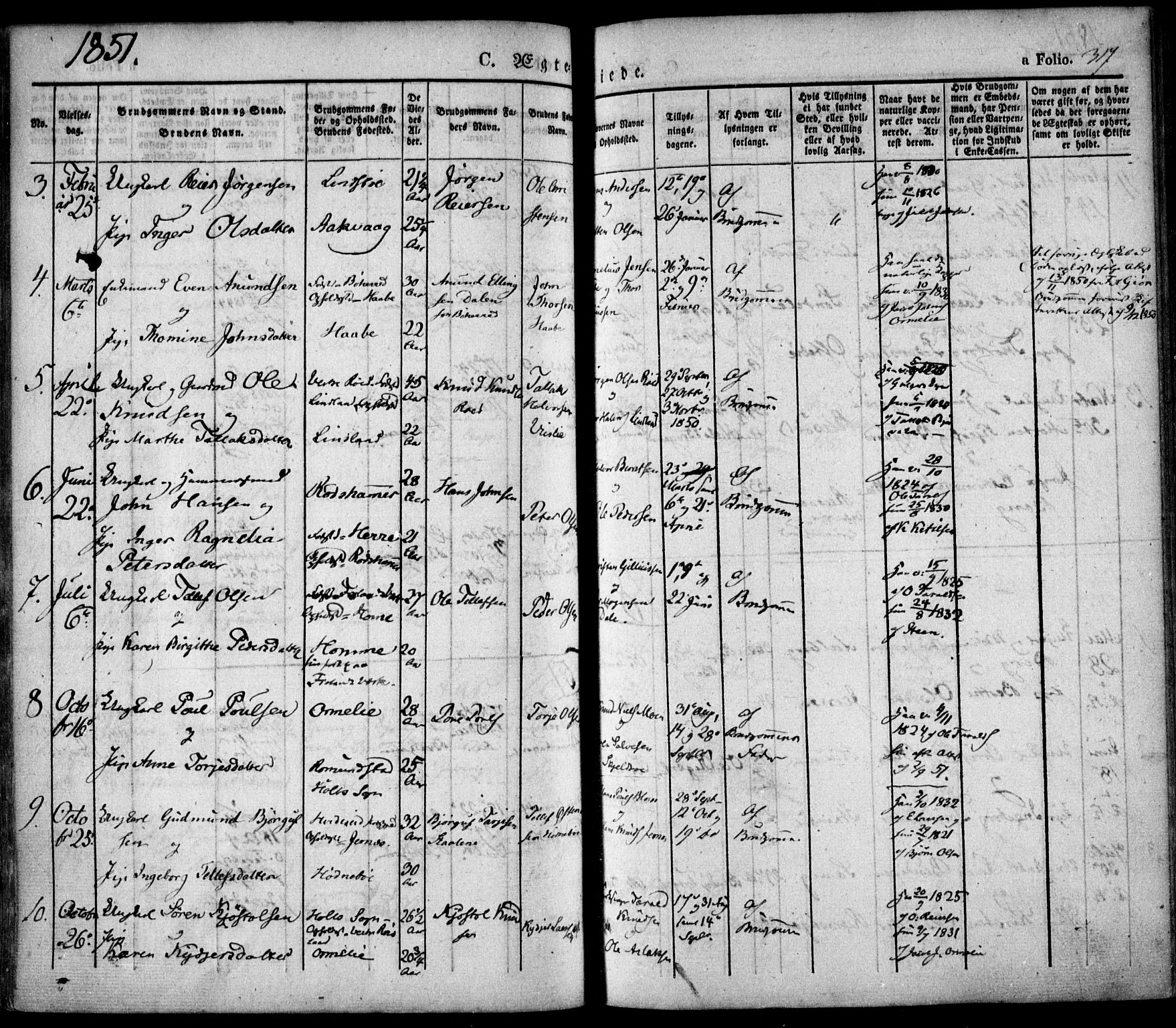 Søndeled sokneprestkontor, AV/SAK-1111-0038/F/Fa/L0002: Parish register (official) no. A 2, 1839-1860, p. 317