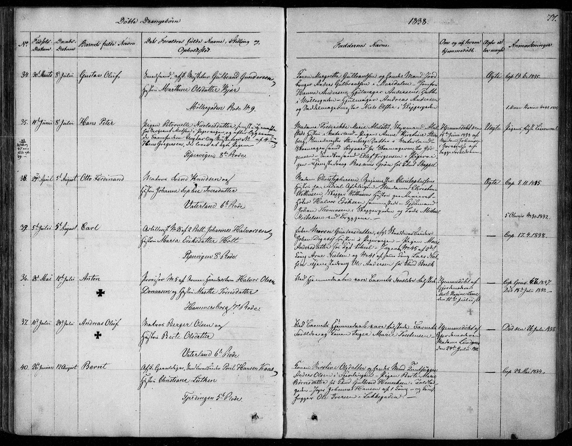 Garnisonsmenigheten Kirkebøker, SAO/A-10846/F/Fa/L0006: Parish register (official) no. 6, 1828-1841, p. 77