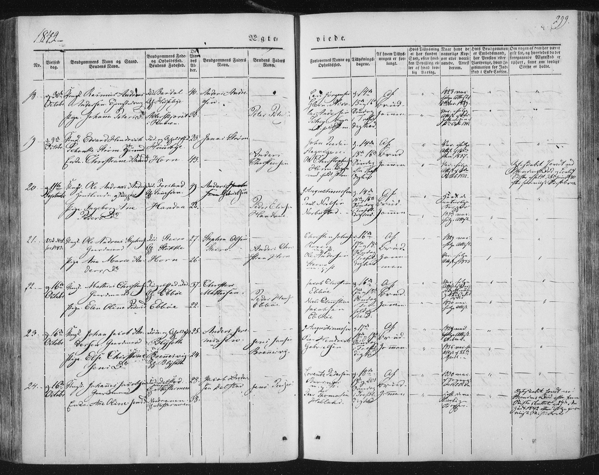 Ministerialprotokoller, klokkerbøker og fødselsregistre - Nordland, AV/SAT-A-1459/838/L0549: Parish register (official) no. 838A07, 1840-1854, p. 299