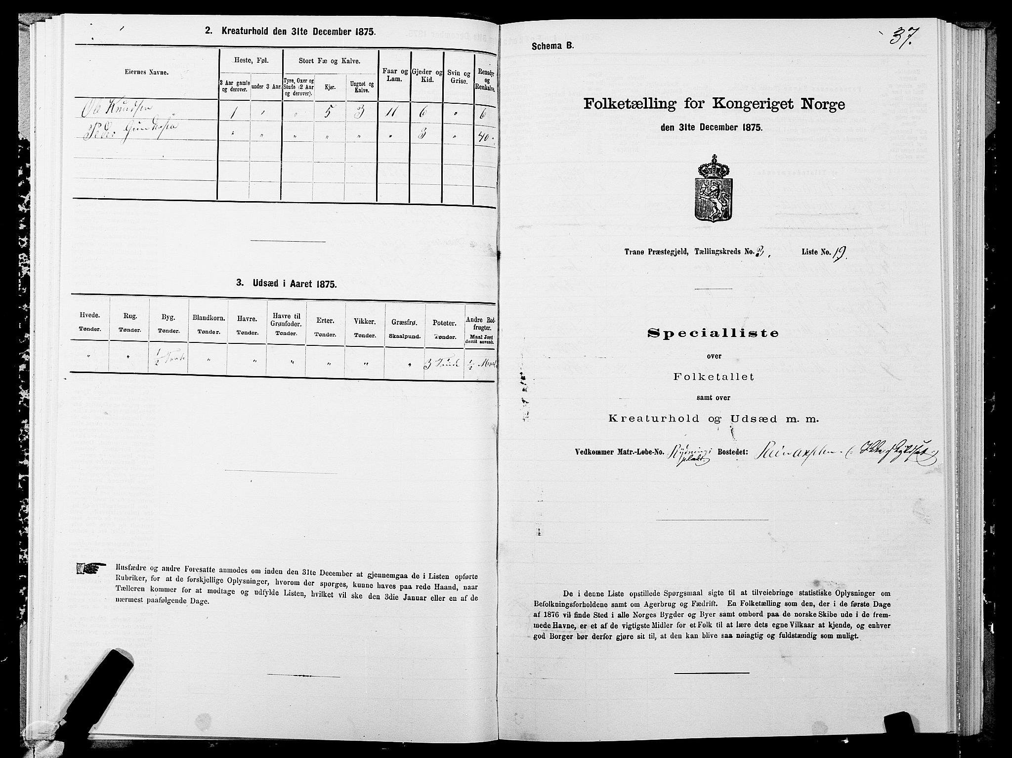 SATØ, 1875 census for 1927P Tranøy, 1875, p. 2037