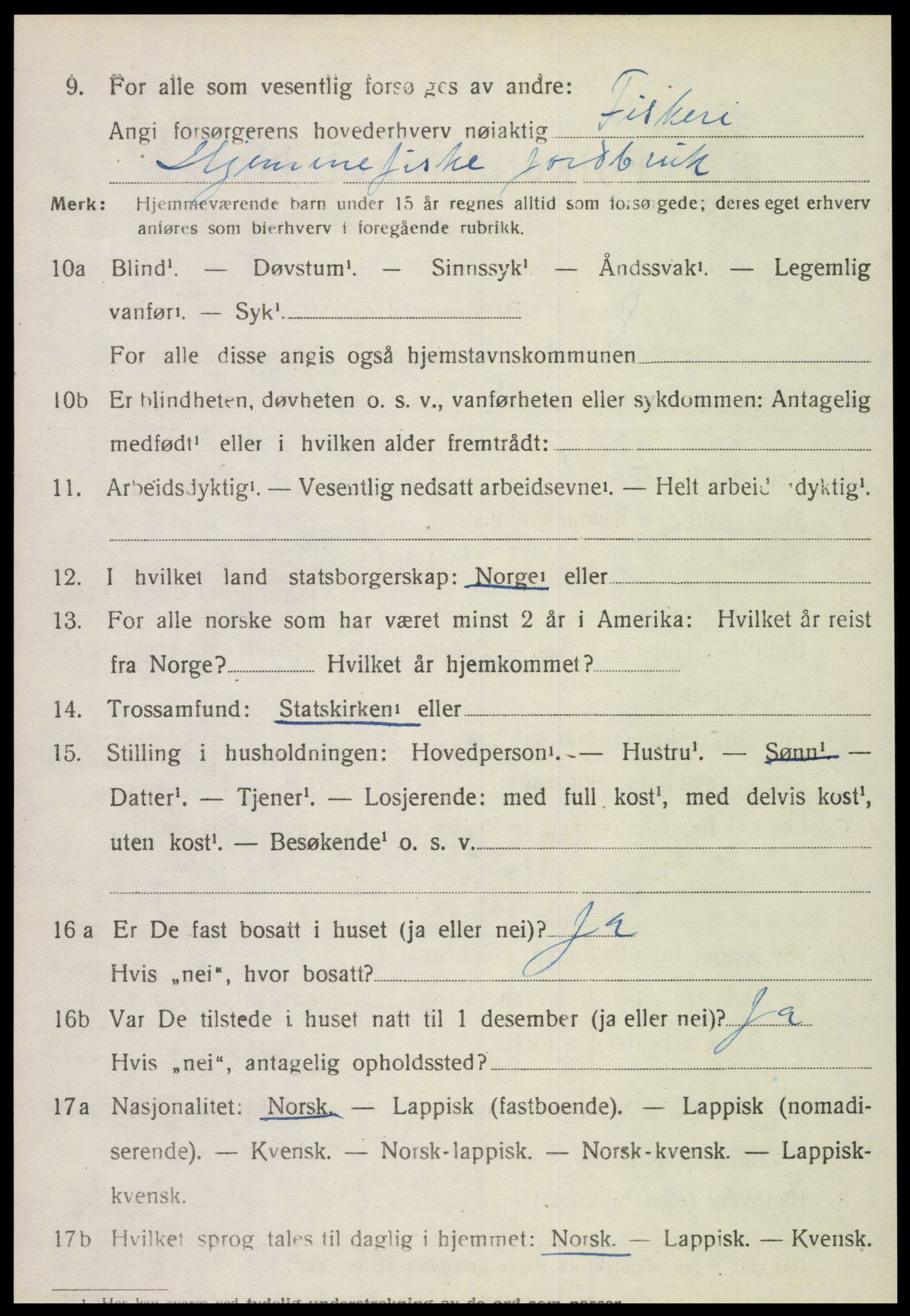 SAT, 1920 census for Vikna, 1920, p. 6676