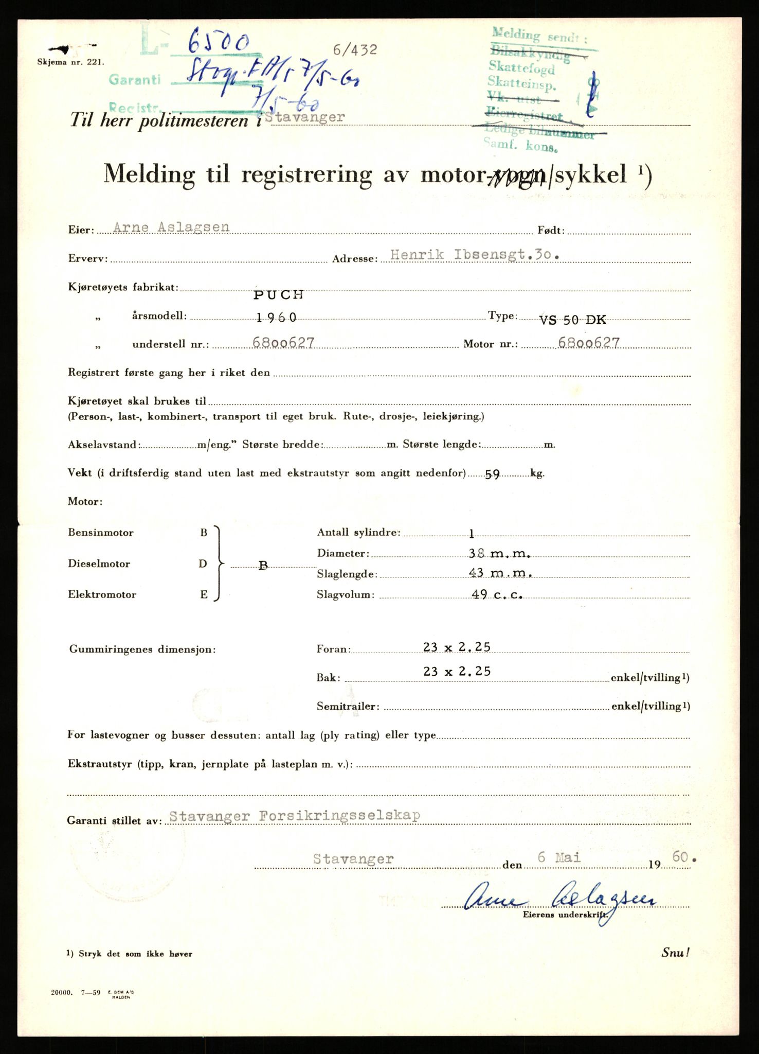 Stavanger trafikkstasjon, AV/SAST-A-101942/0/F/L0017: L-6500 - L-9879, 1930-1971, p. 1