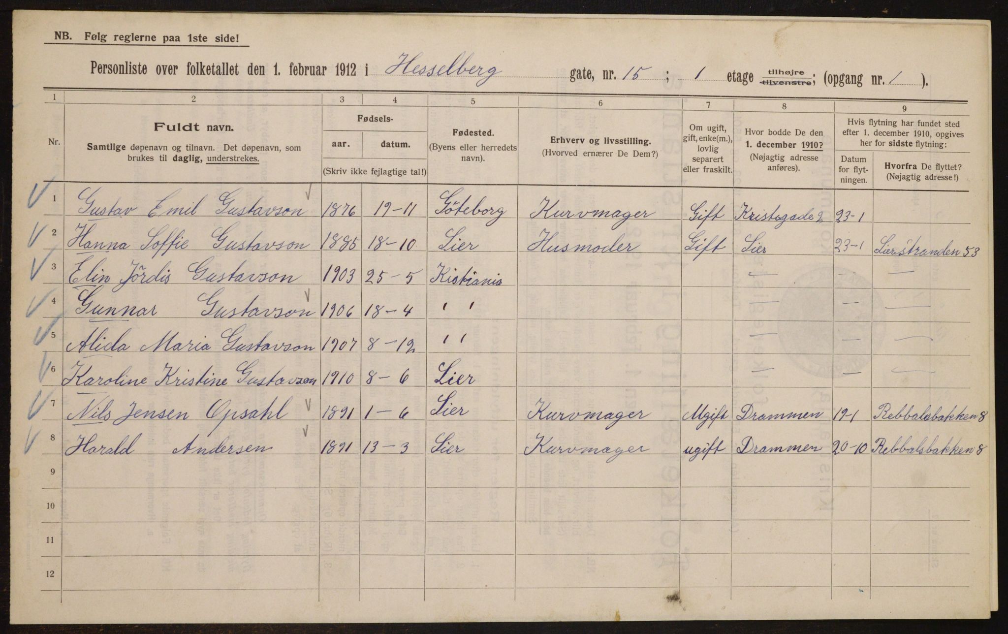 OBA, Municipal Census 1912 for Kristiania, 1912, p. 40541