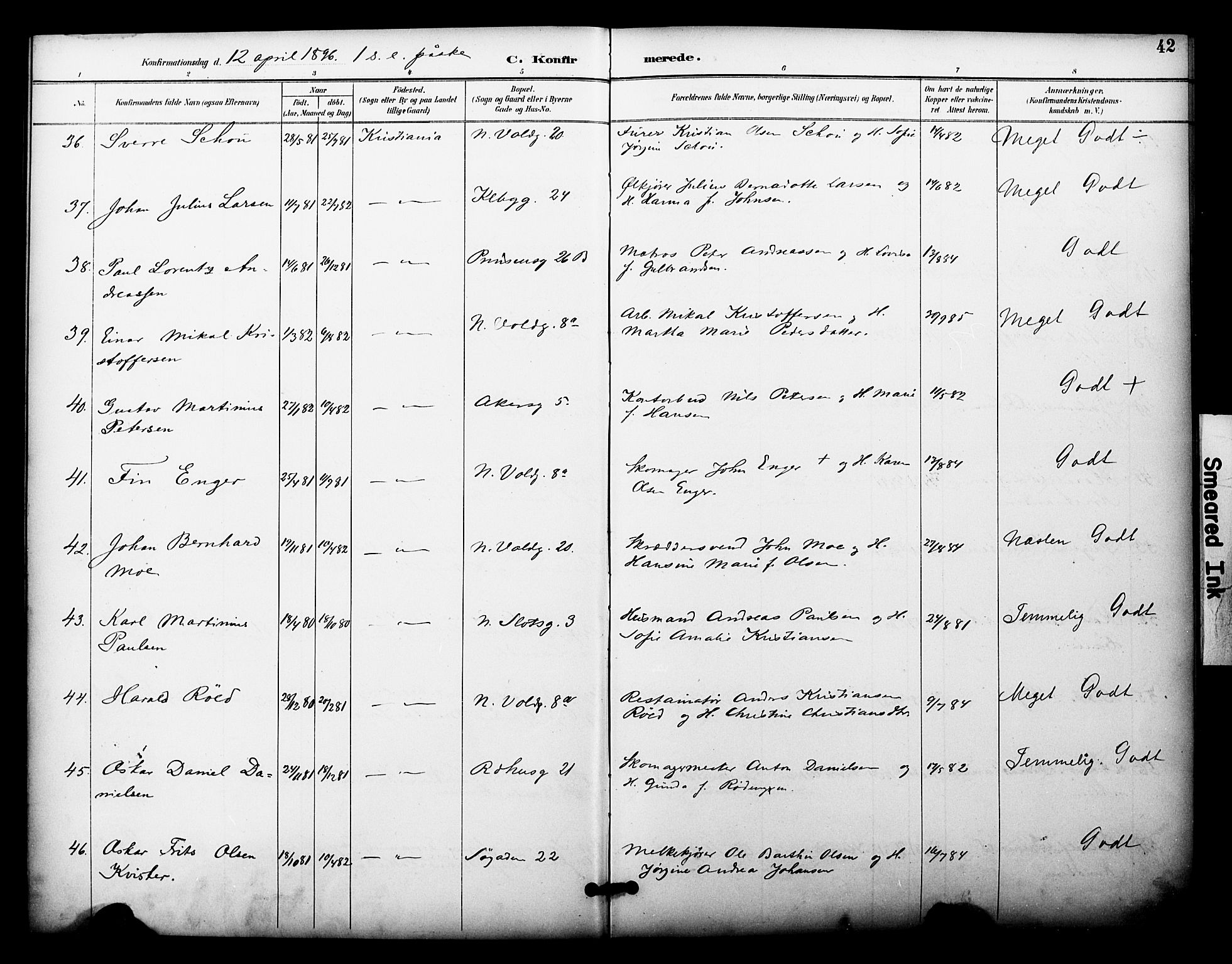 Johannes prestekontor Kirkebøker, AV/SAO-A-10852/F/Fa/L0005: Parish register (official) no. 5, 1893-1907, p. 42