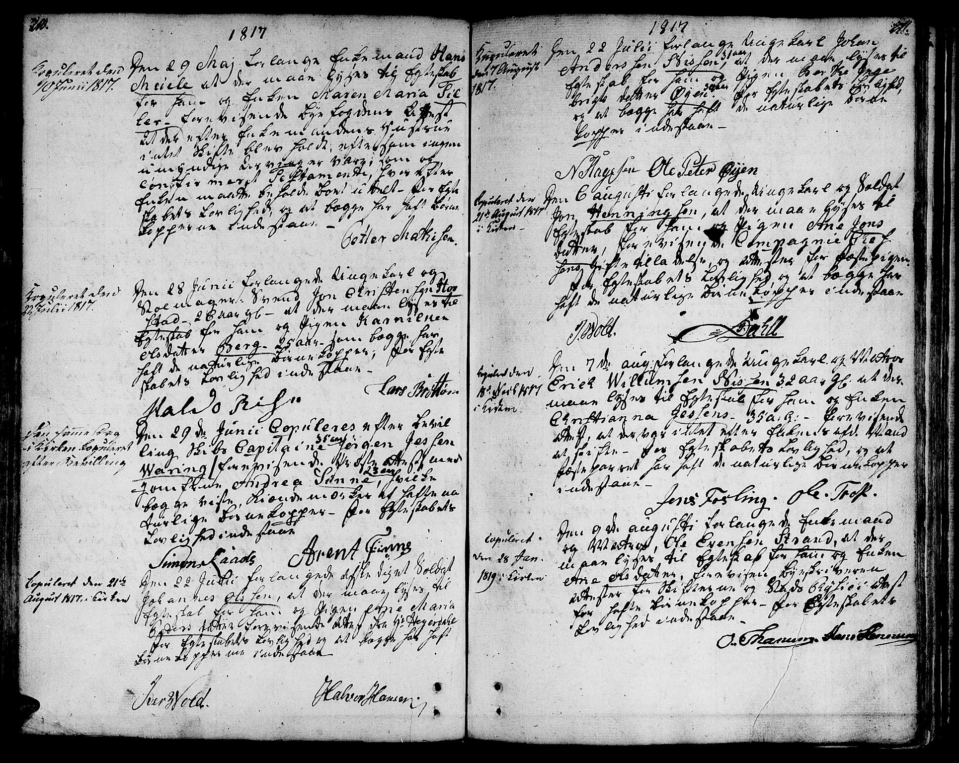 Ministerialprotokoller, klokkerbøker og fødselsregistre - Sør-Trøndelag, AV/SAT-A-1456/601/L0042: Parish register (official) no. 601A10, 1802-1830, p. 210-211