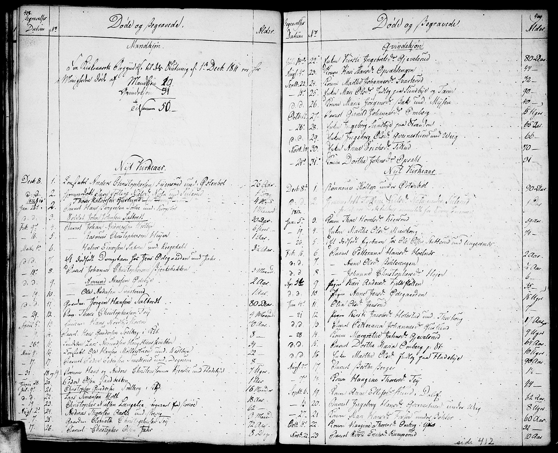 Enebakk prestekontor Kirkebøker, AV/SAO-A-10171c/F/Fa/L0004: Parish register (official) no. I 4, 1806-1854, p. 408-409