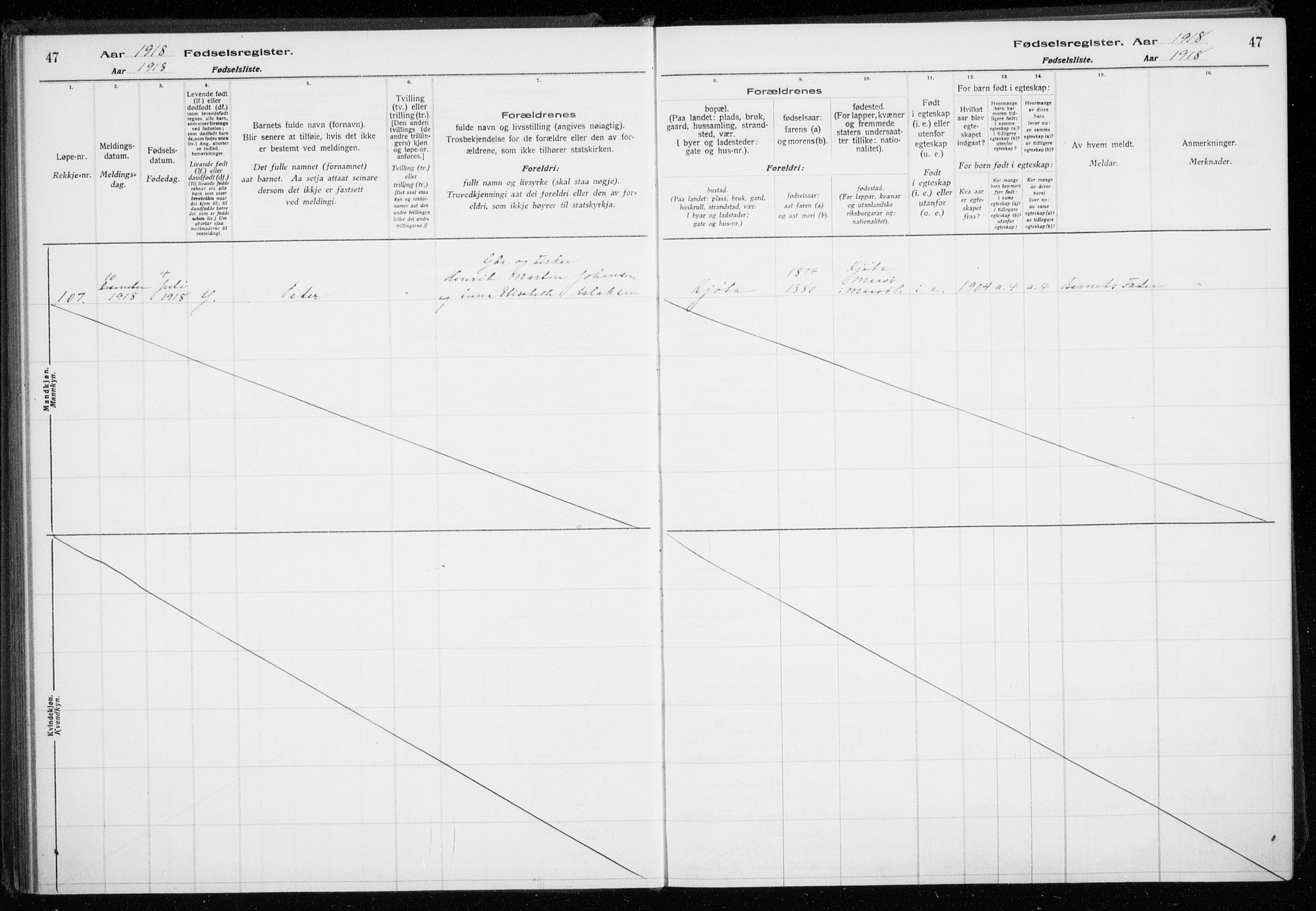 Trondenes sokneprestkontor, AV/SATØ-S-1319/I/Ia/L0089: Birth register no. 89, 1916-1925, p. 47