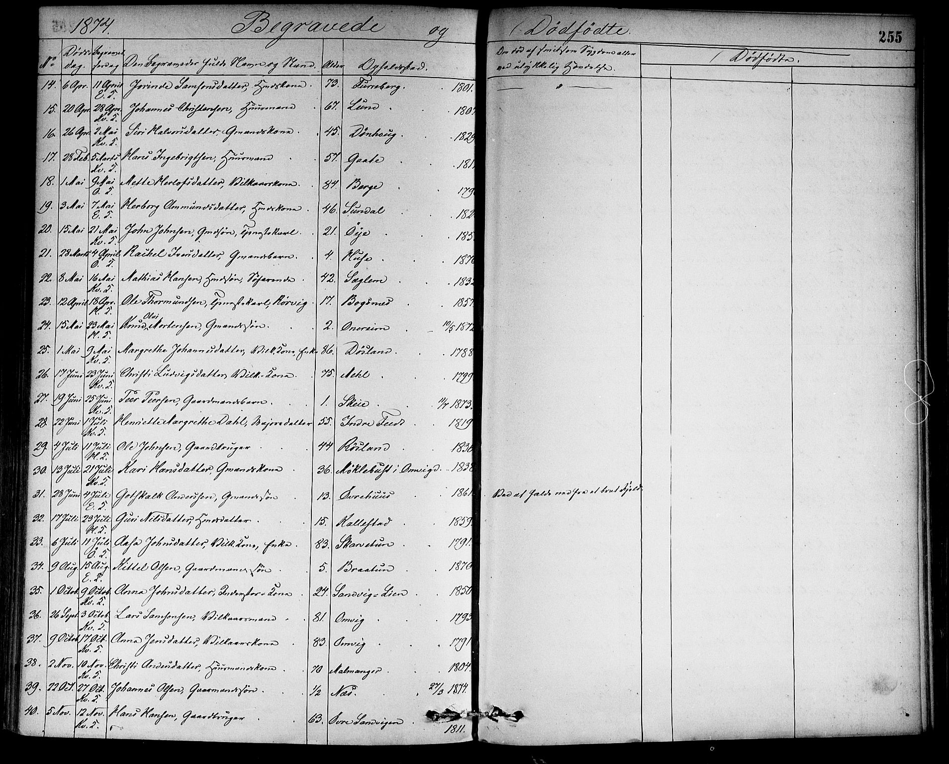 Kvinnherad sokneprestembete, SAB/A-76401/H/Haa: Parish register (official) no. A 9, 1873-1886, p. 255