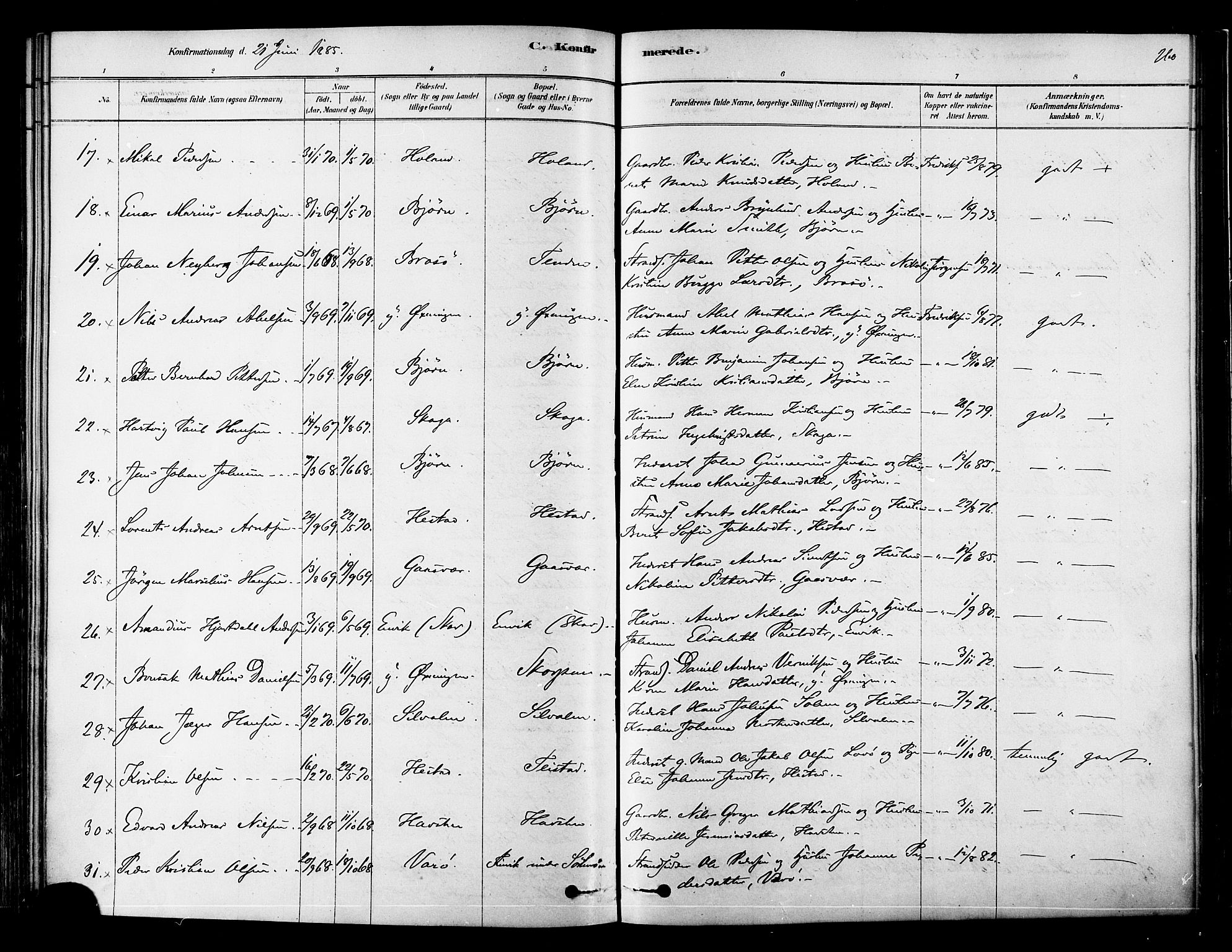 Ministerialprotokoller, klokkerbøker og fødselsregistre - Nordland, AV/SAT-A-1459/834/L0507: Parish register (official) no. 834A05, 1878-1892, p. 260