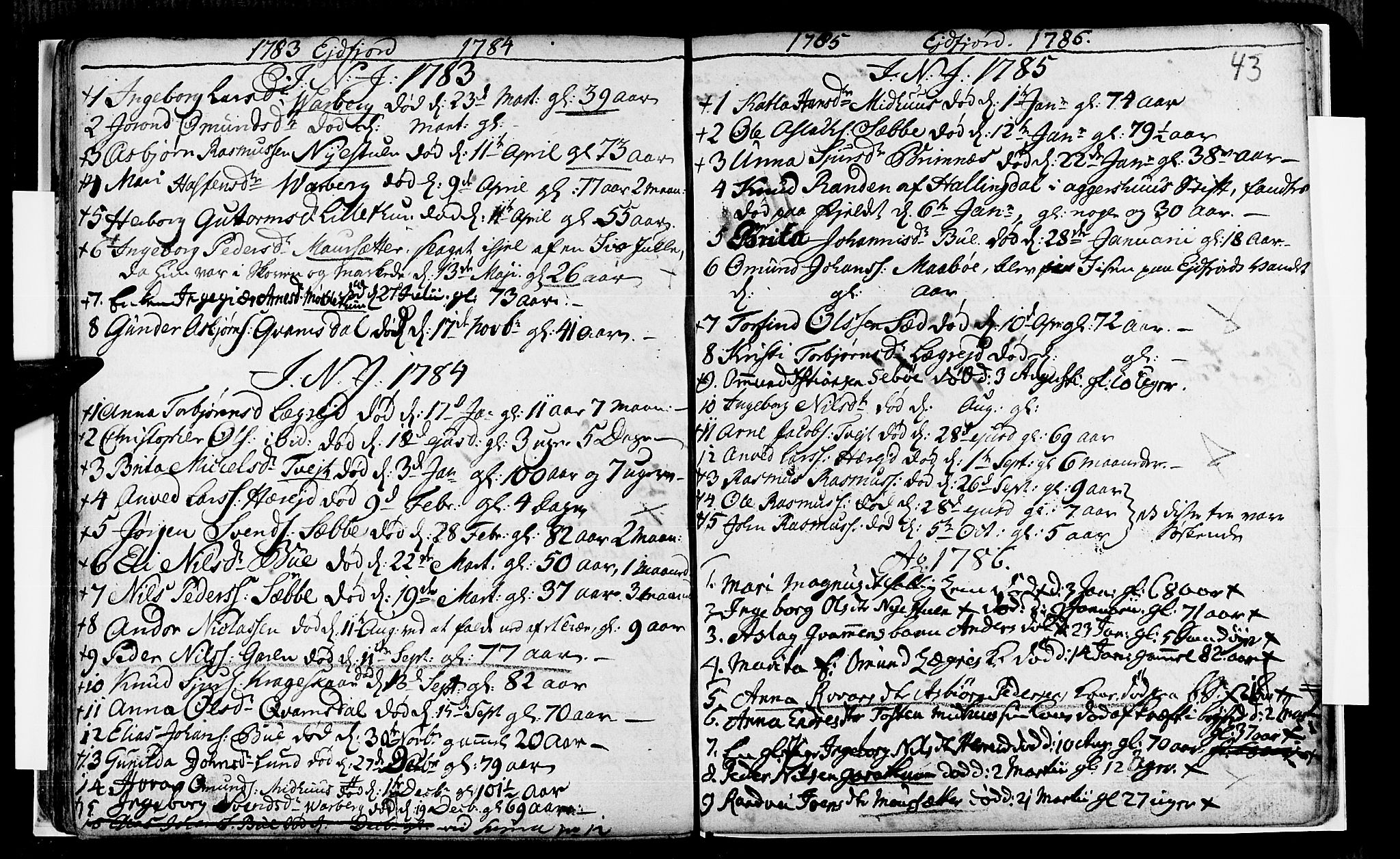 Ulvik sokneprestembete, AV/SAB-A-78801/H/Haa: Parish register (official) no. A 8, 1743-1792, p. 43