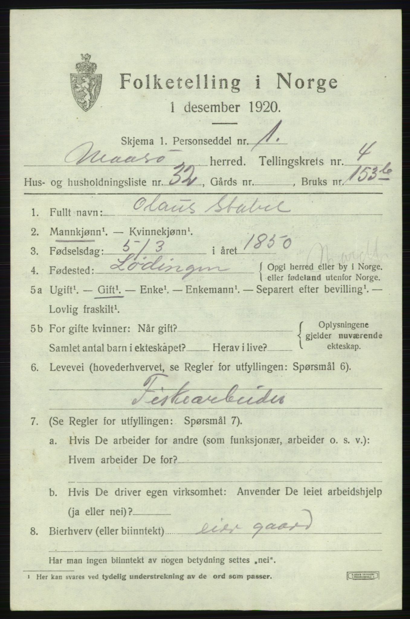 SATØ, 1920 census for Måsøy, 1920, p. 2190