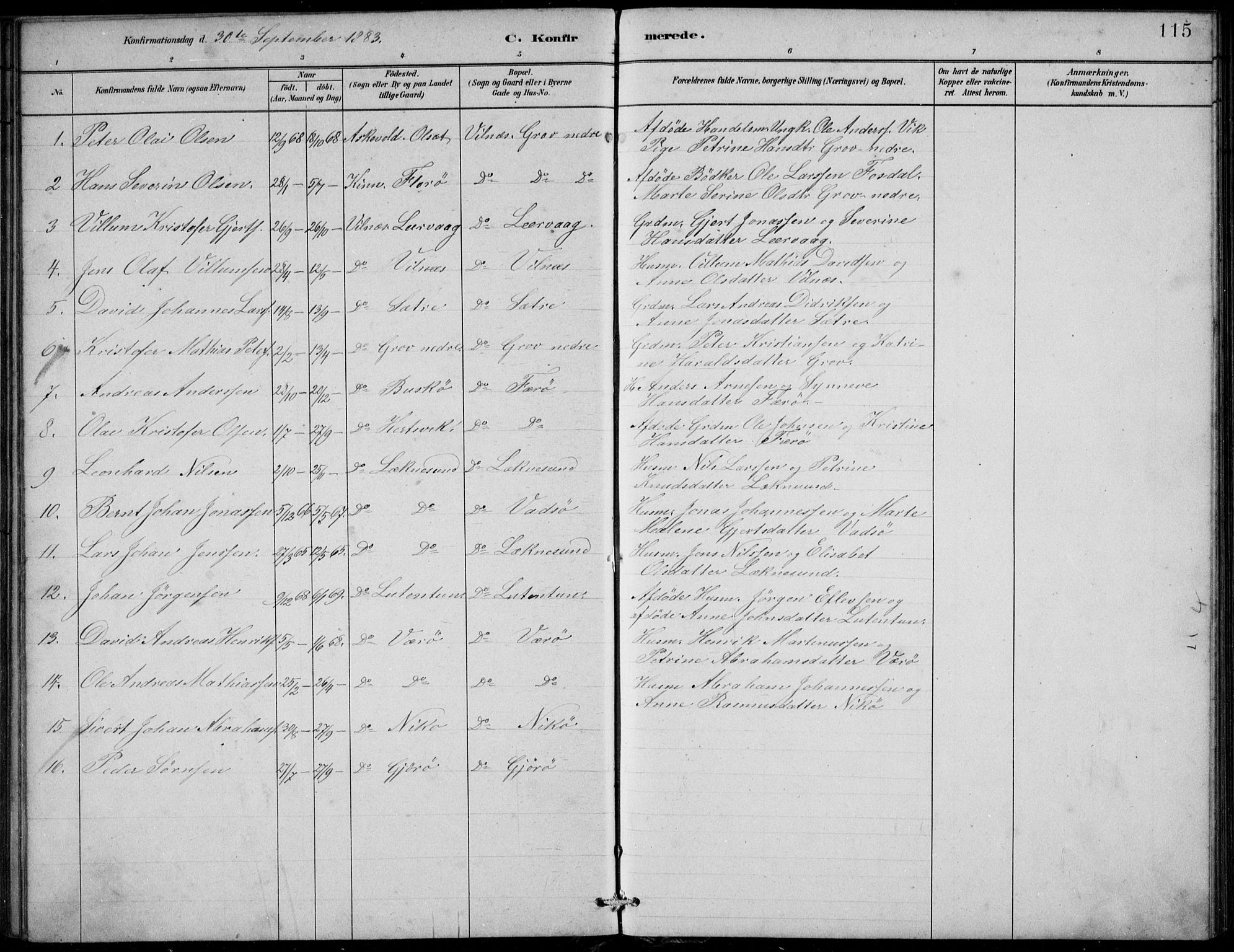 Askvoll sokneprestembete, SAB/A-79501/H/Hab/Habb/L0001: Parish register (copy) no. B 1, 1879-1909, p. 115