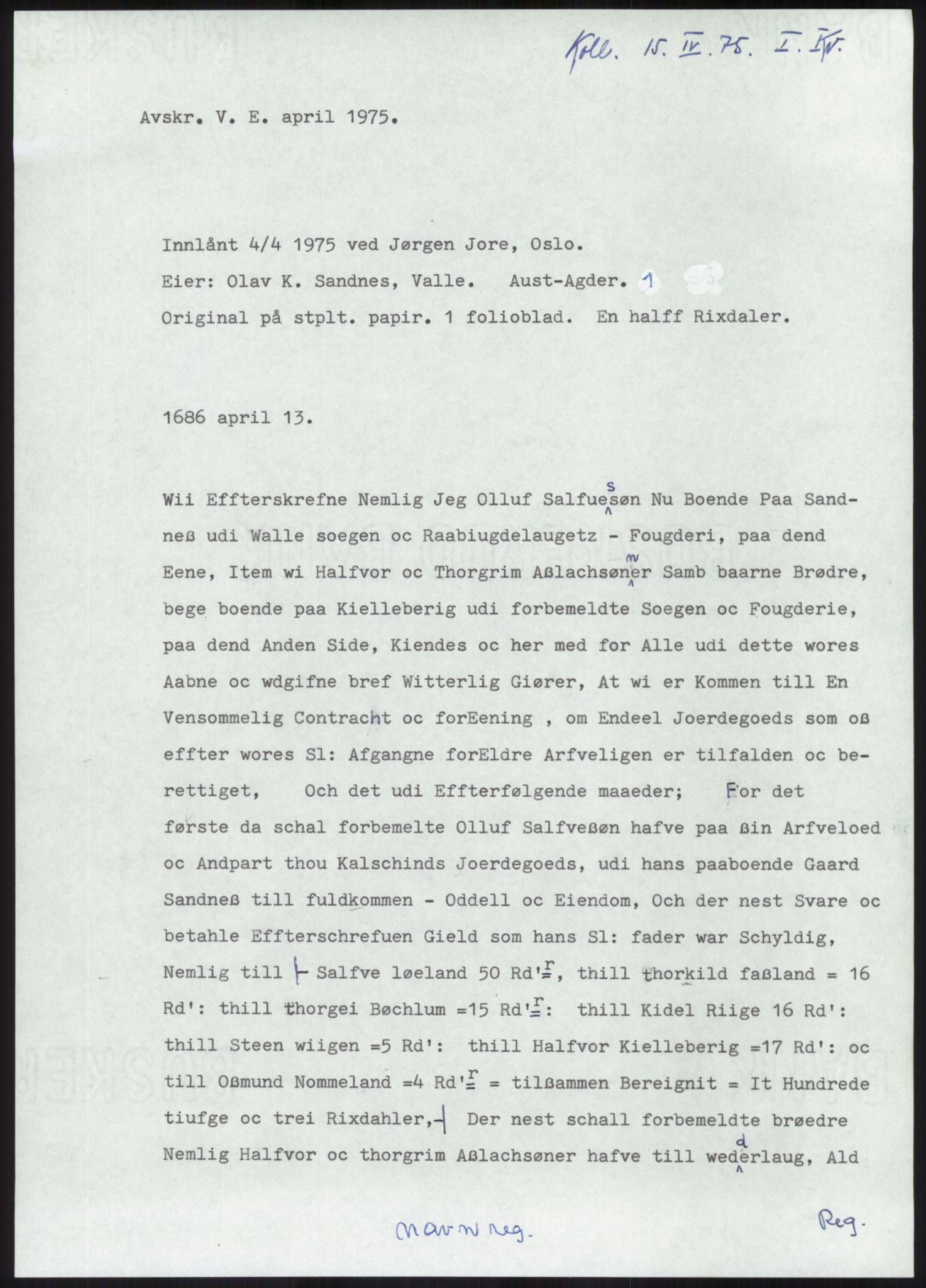 Samlinger til kildeutgivelse, Diplomavskriftsamlingen, RA/EA-4053/H/Ha, p. 1949