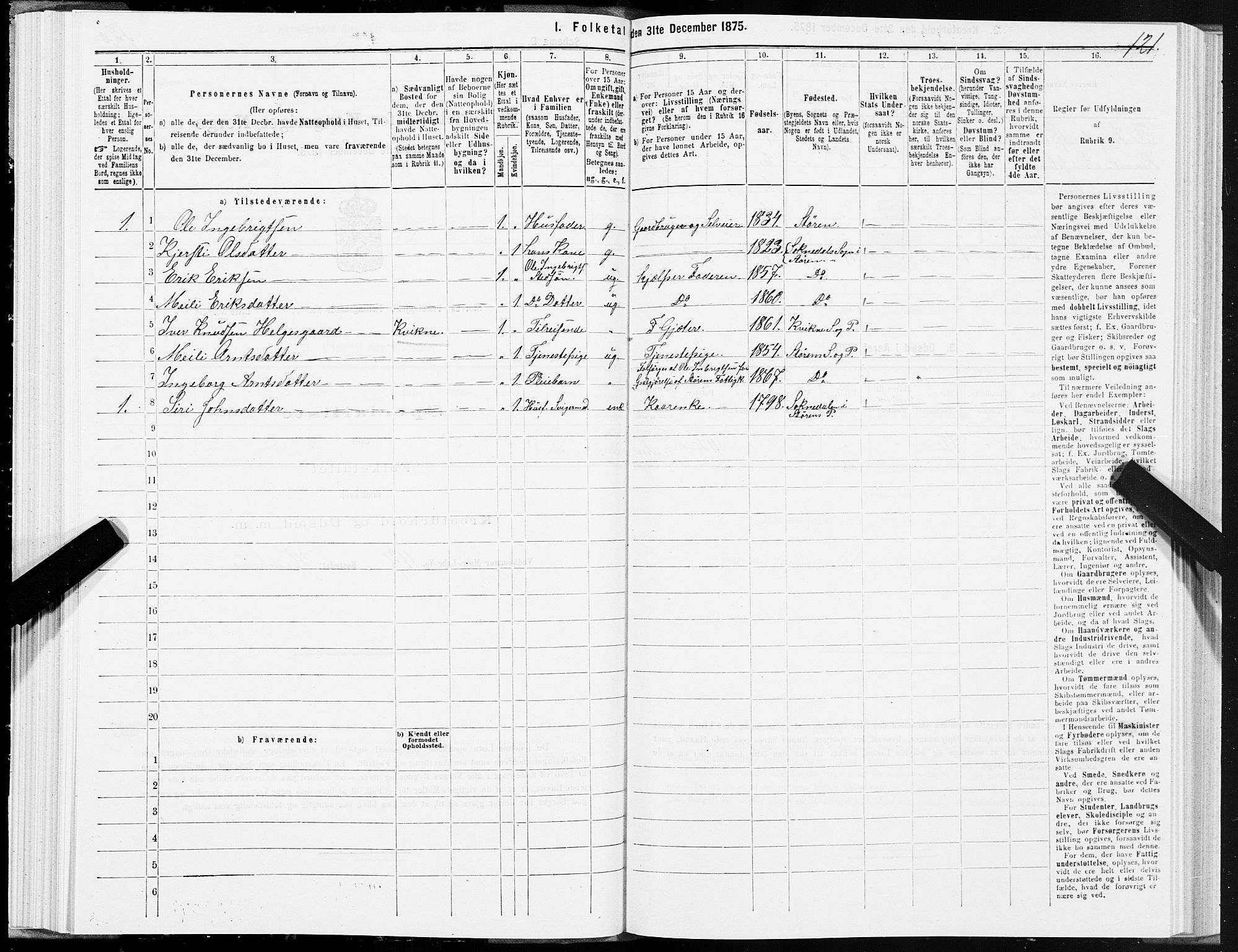 SAT, 1875 census for 1648P Støren, 1875, p. 8121