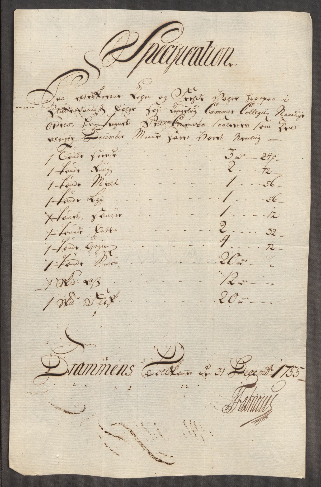 Rentekammeret inntil 1814, Realistisk ordnet avdeling, AV/RA-EA-4070/Oe/L0005: [Ø1]: Priskuranter, 1753-1757, p. 449