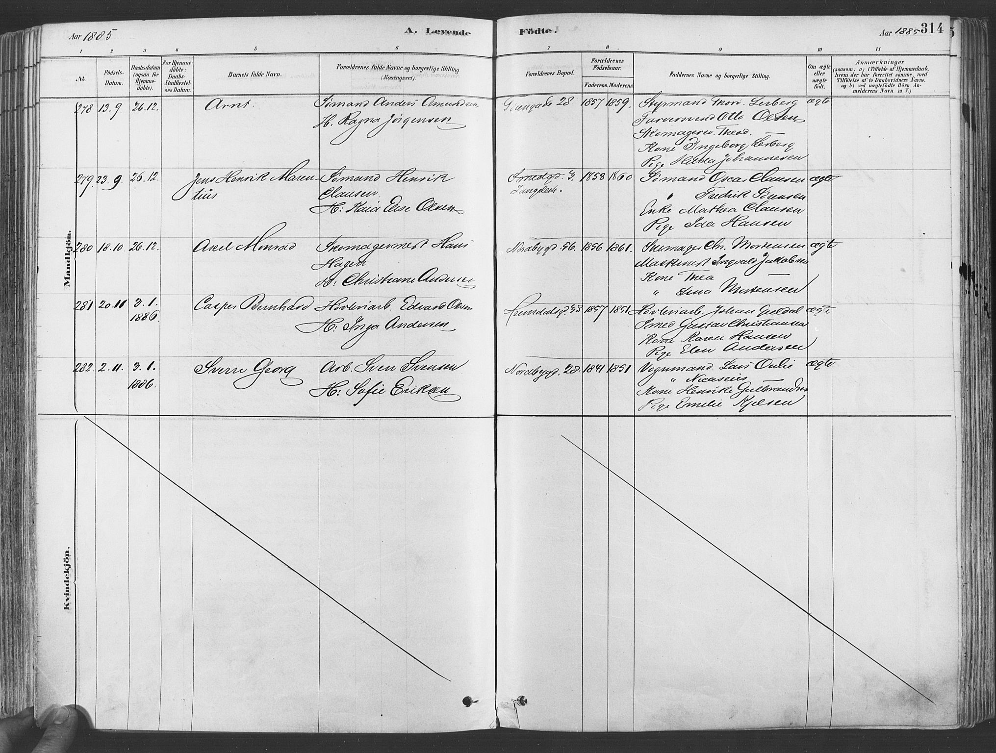 Grønland prestekontor Kirkebøker, SAO/A-10848/F/Fa/L0007: Parish register (official) no. 7, 1878-1888, p. 314