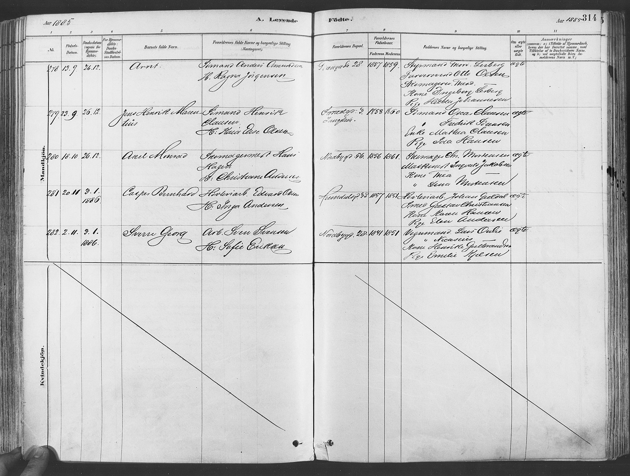 Grønland prestekontor Kirkebøker, AV/SAO-A-10848/F/Fa/L0007: Parish register (official) no. 7, 1878-1888, p. 314