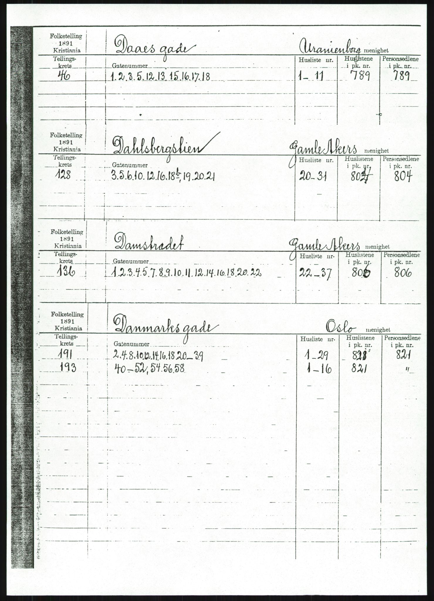 RA, 1891 census for 0301 Kristiania, 1891, p. 19