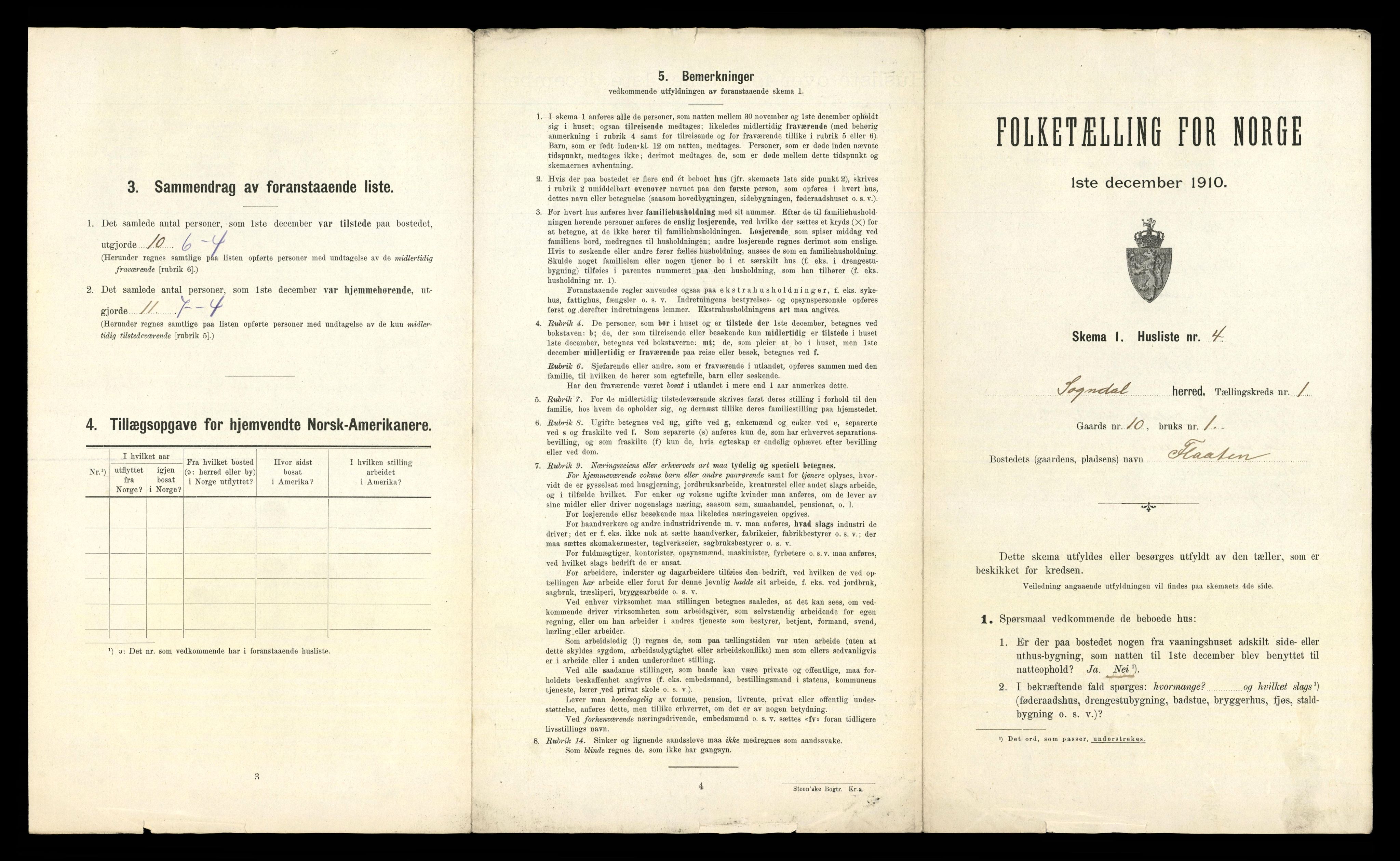 RA, 1910 census for Sogndal, 1910, p. 50